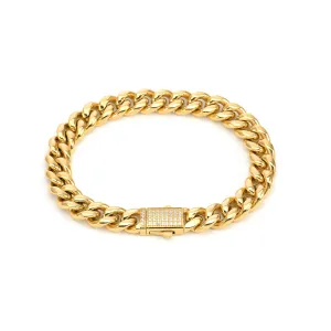BG810G B.Tiff Franco Link Gold Plated Stainless Steel Bracelet