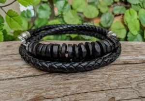 Black Baltic Amber Wrap Bracelet