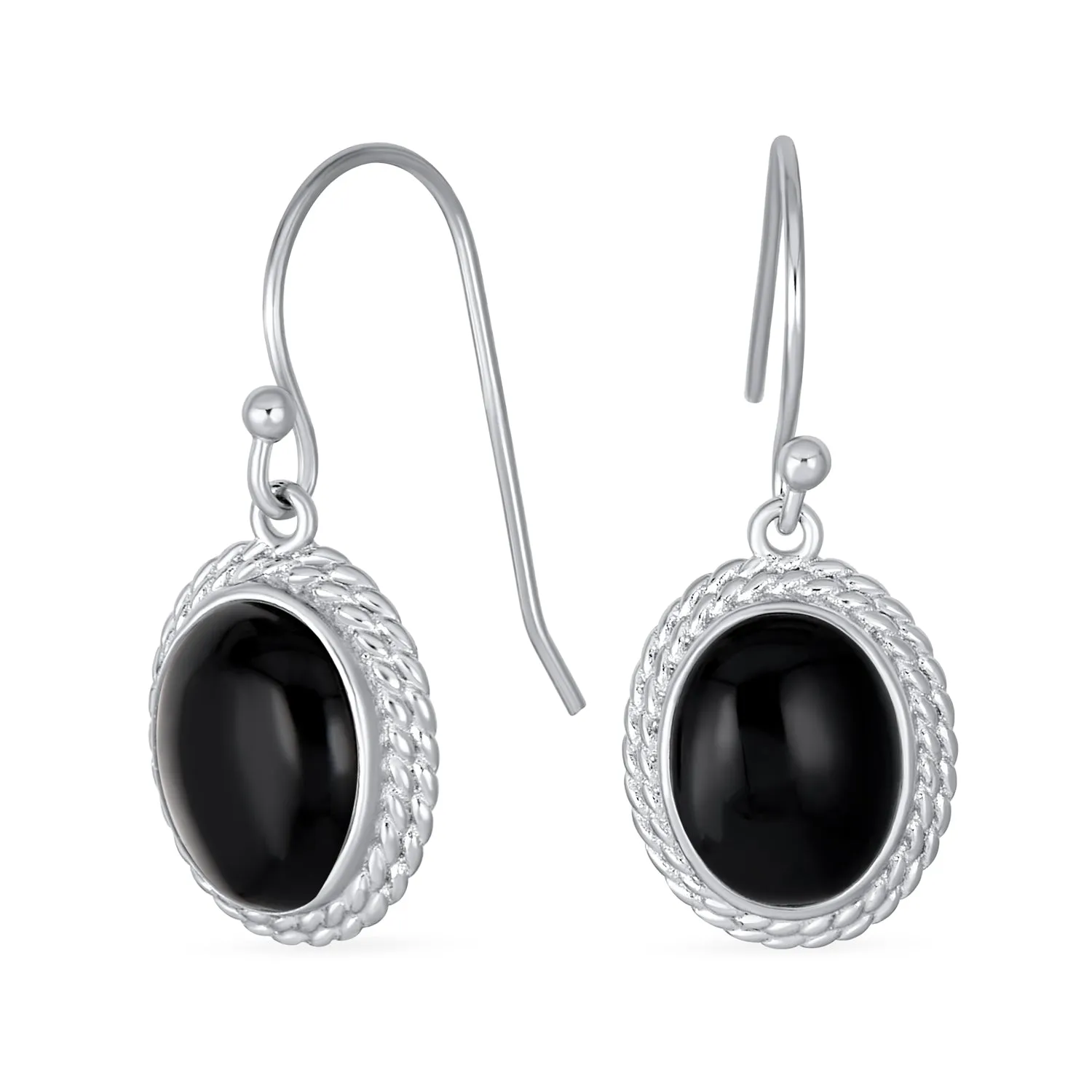 Black Onyx Green Jade Aquamarine Citrine, Peridot Oval Gemstone Drop Earrings
