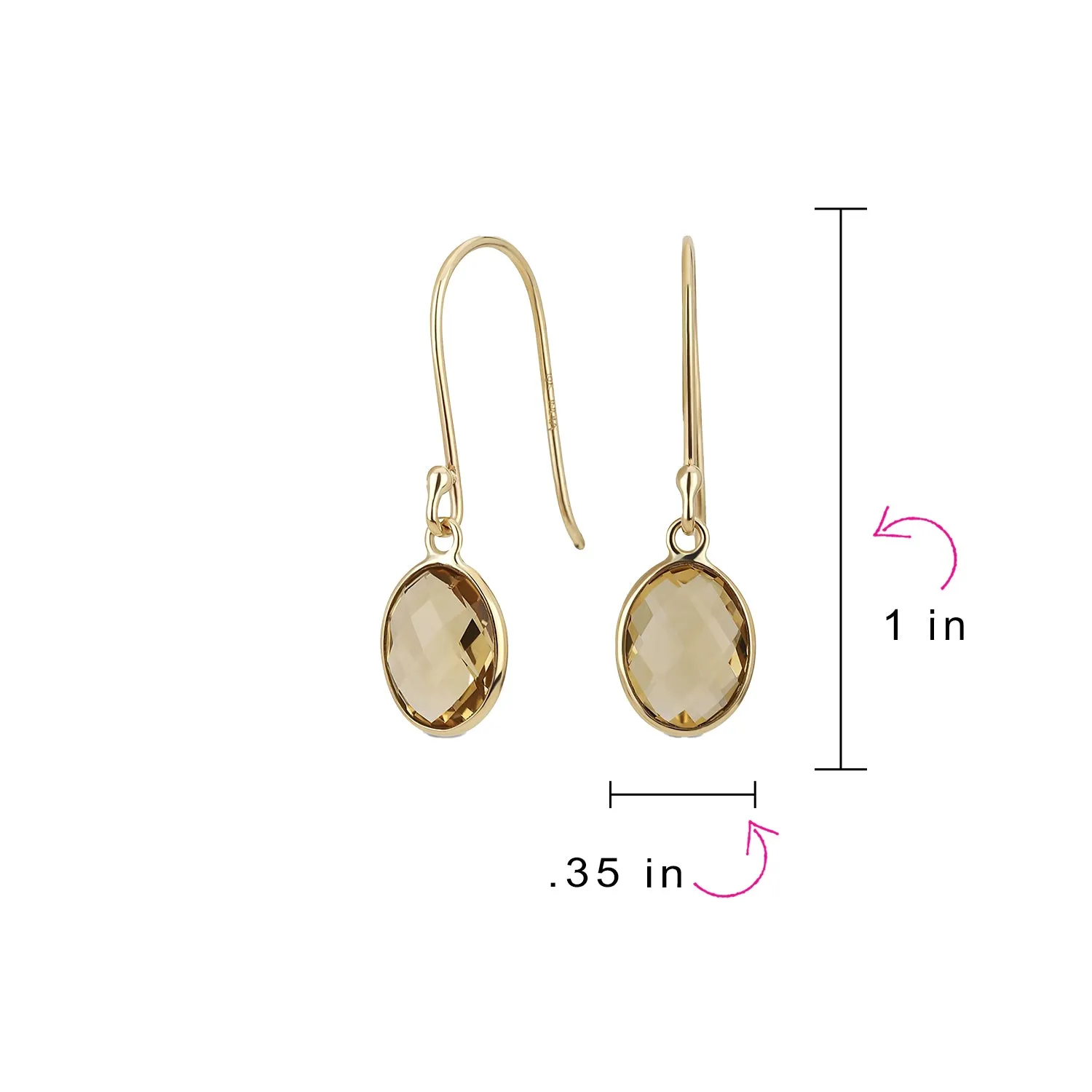 Black Onyx Green Jade Aquamarine Citrine, Peridot Oval Gemstone Drop Earrings