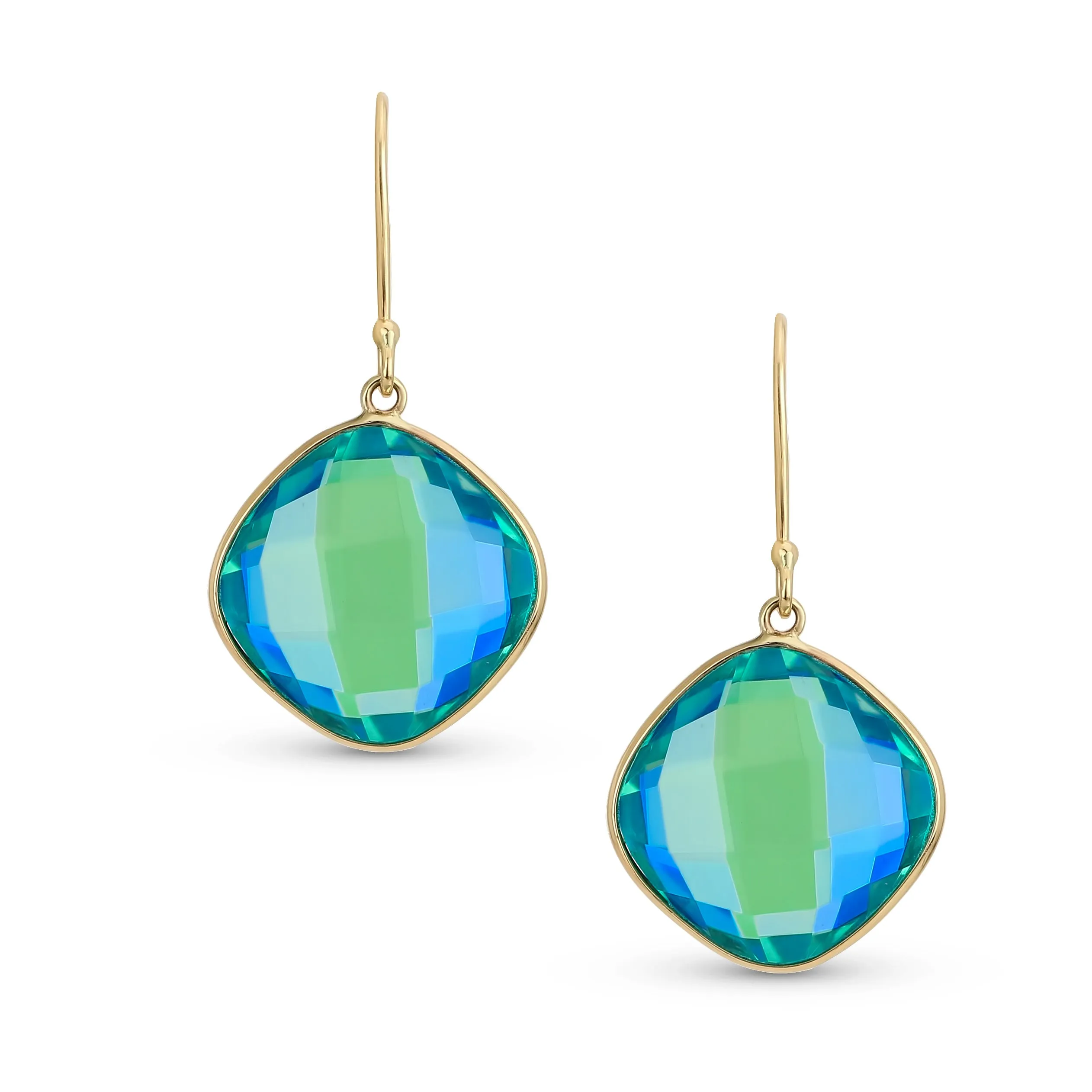 Black Onyx Green Jade Aquamarine Citrine, Peridot Oval Gemstone Drop Earrings