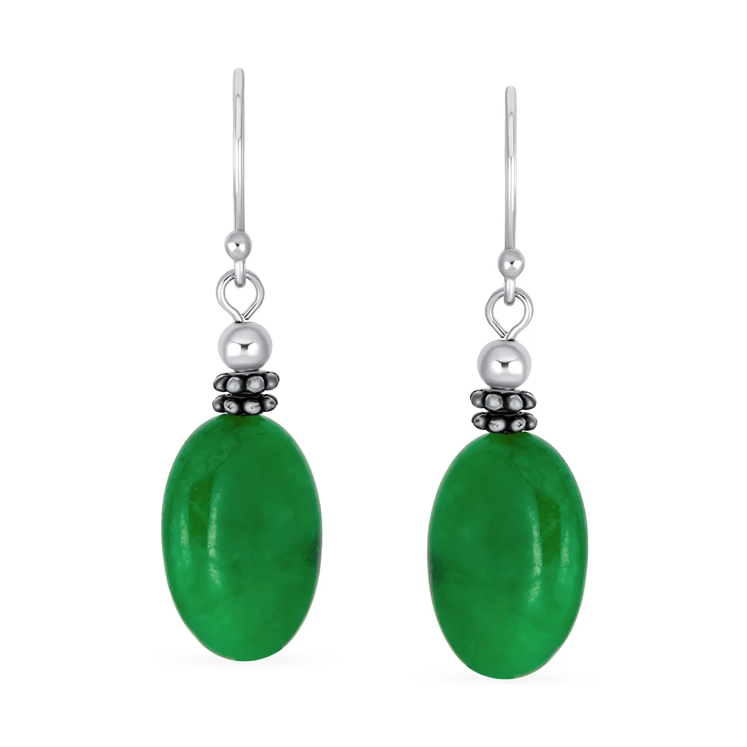 Black Onyx Green Jade Aquamarine Citrine, Peridot Oval Gemstone Drop Earrings