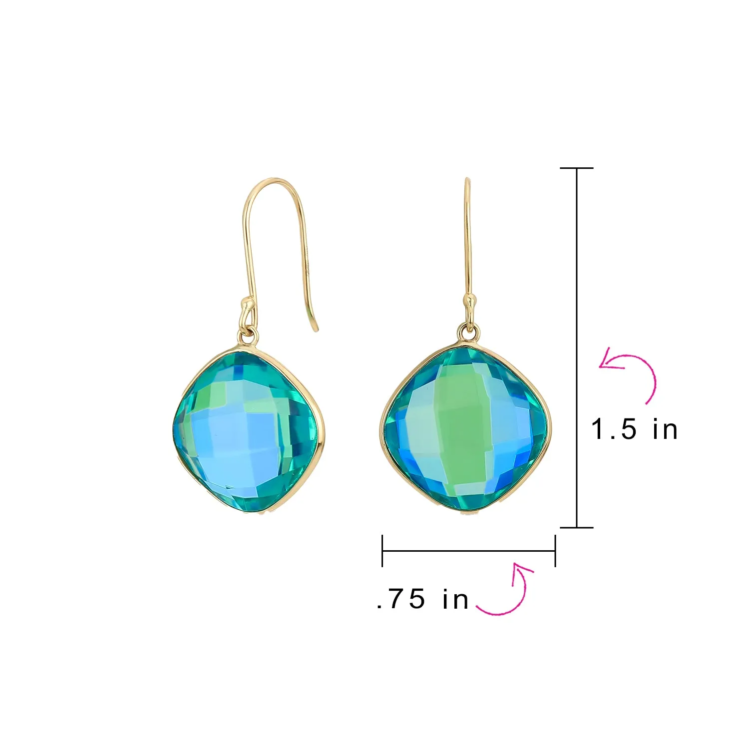 Black Onyx Green Jade Aquamarine Citrine, Peridot Oval Gemstone Drop Earrings