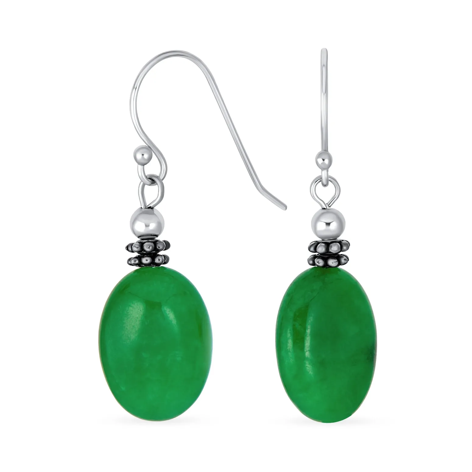 Black Onyx Green Jade Aquamarine Citrine, Peridot Oval Gemstone Drop Earrings