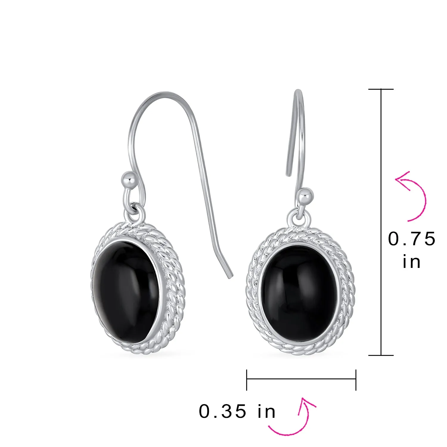 Black Onyx Green Jade Aquamarine Citrine, Peridot Oval Gemstone Drop Earrings