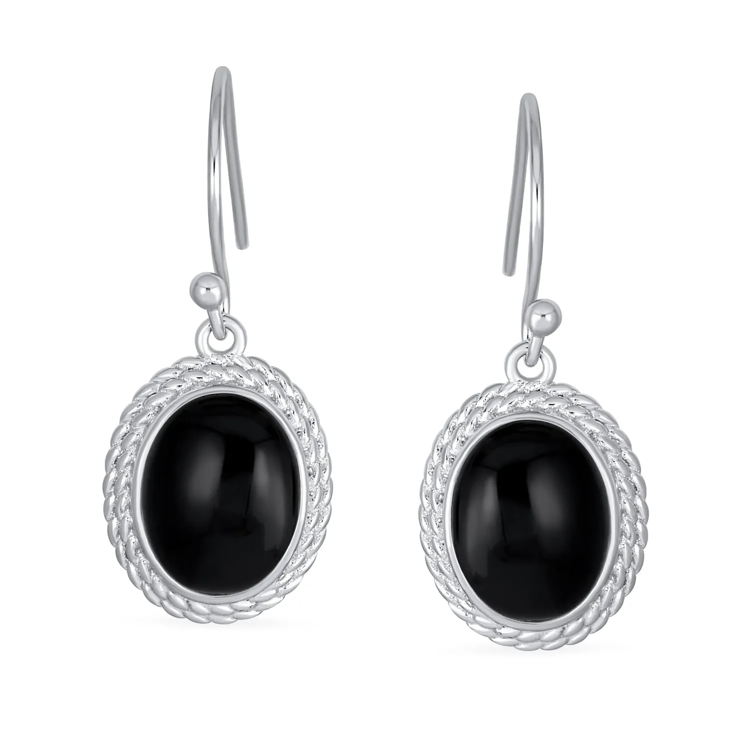 Black Onyx Green Jade Aquamarine Citrine, Peridot Oval Gemstone Drop Earrings