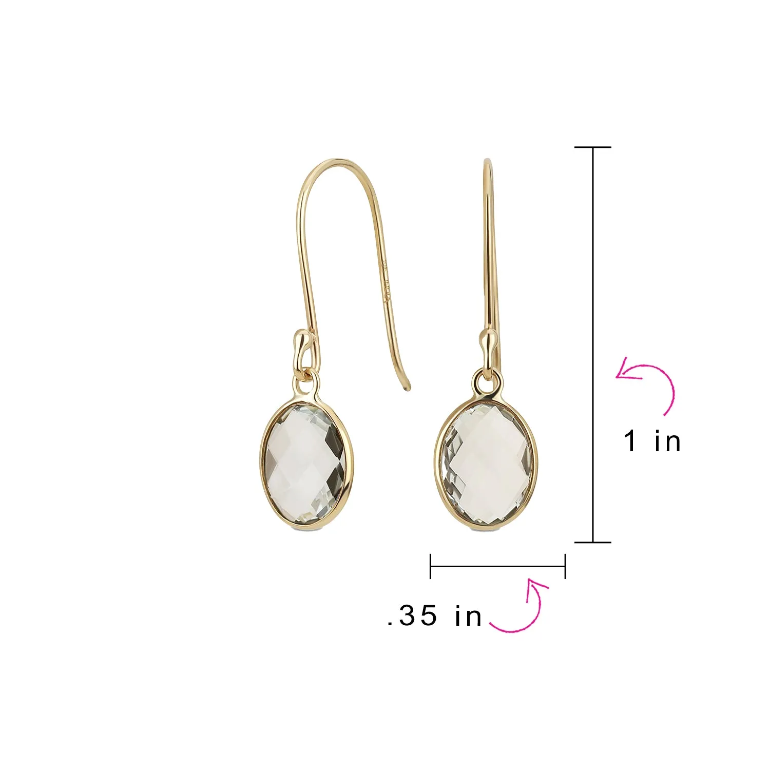 Black Onyx Green Jade Aquamarine Citrine, Peridot Oval Gemstone Drop Earrings