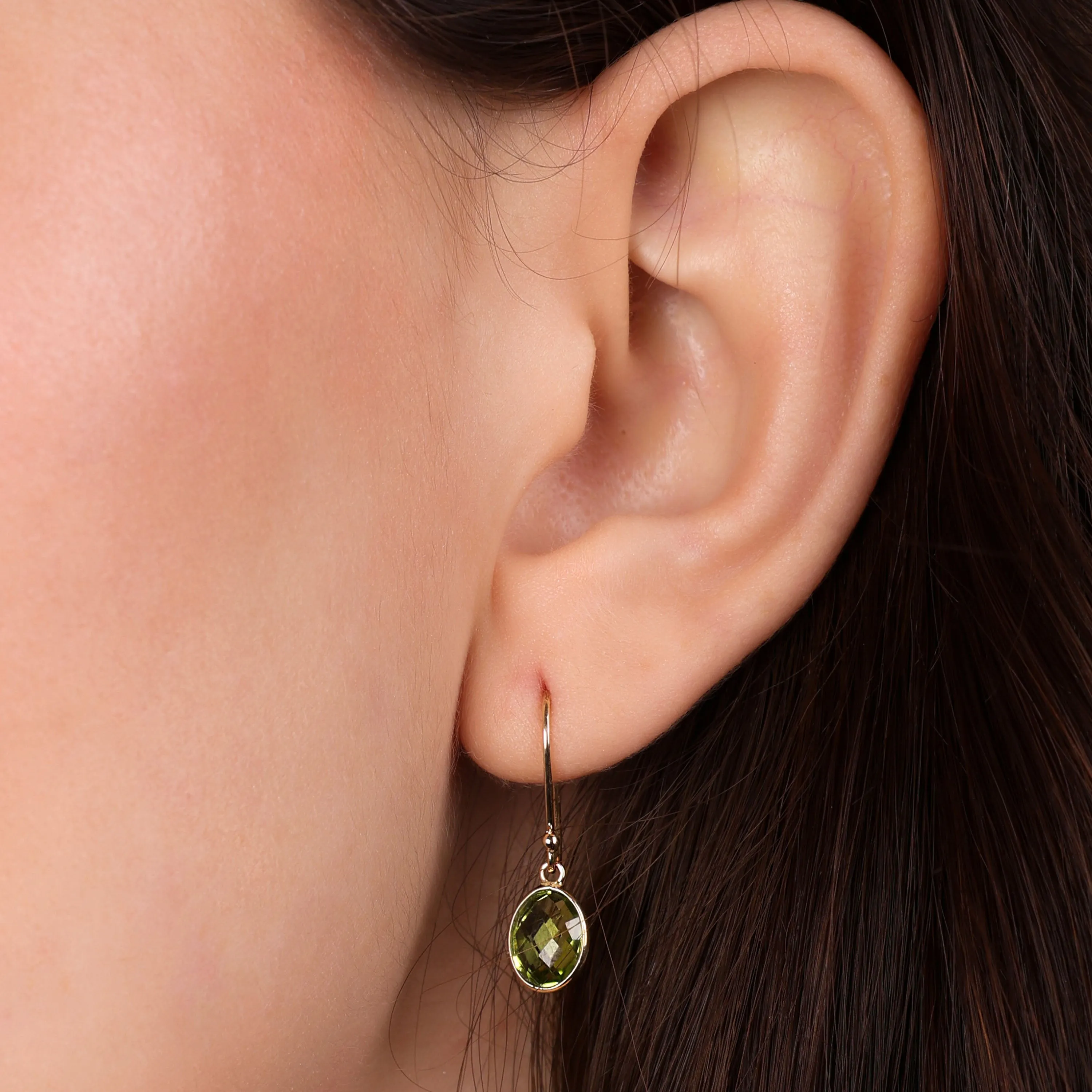 Black Onyx Green Jade Aquamarine Citrine, Peridot Oval Gemstone Drop Earrings