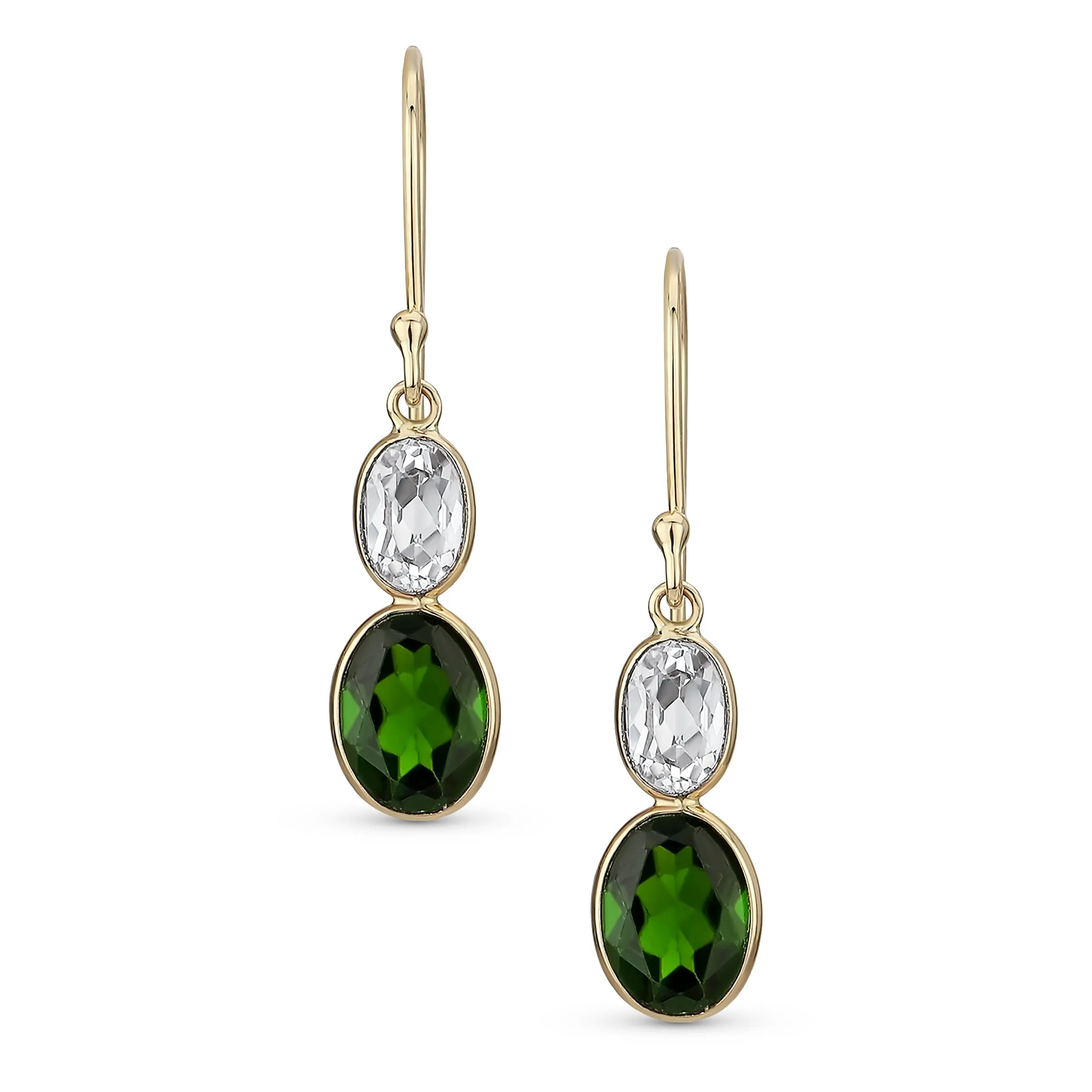 Black Onyx Green Jade Aquamarine Citrine, Peridot Oval Gemstone Drop Earrings