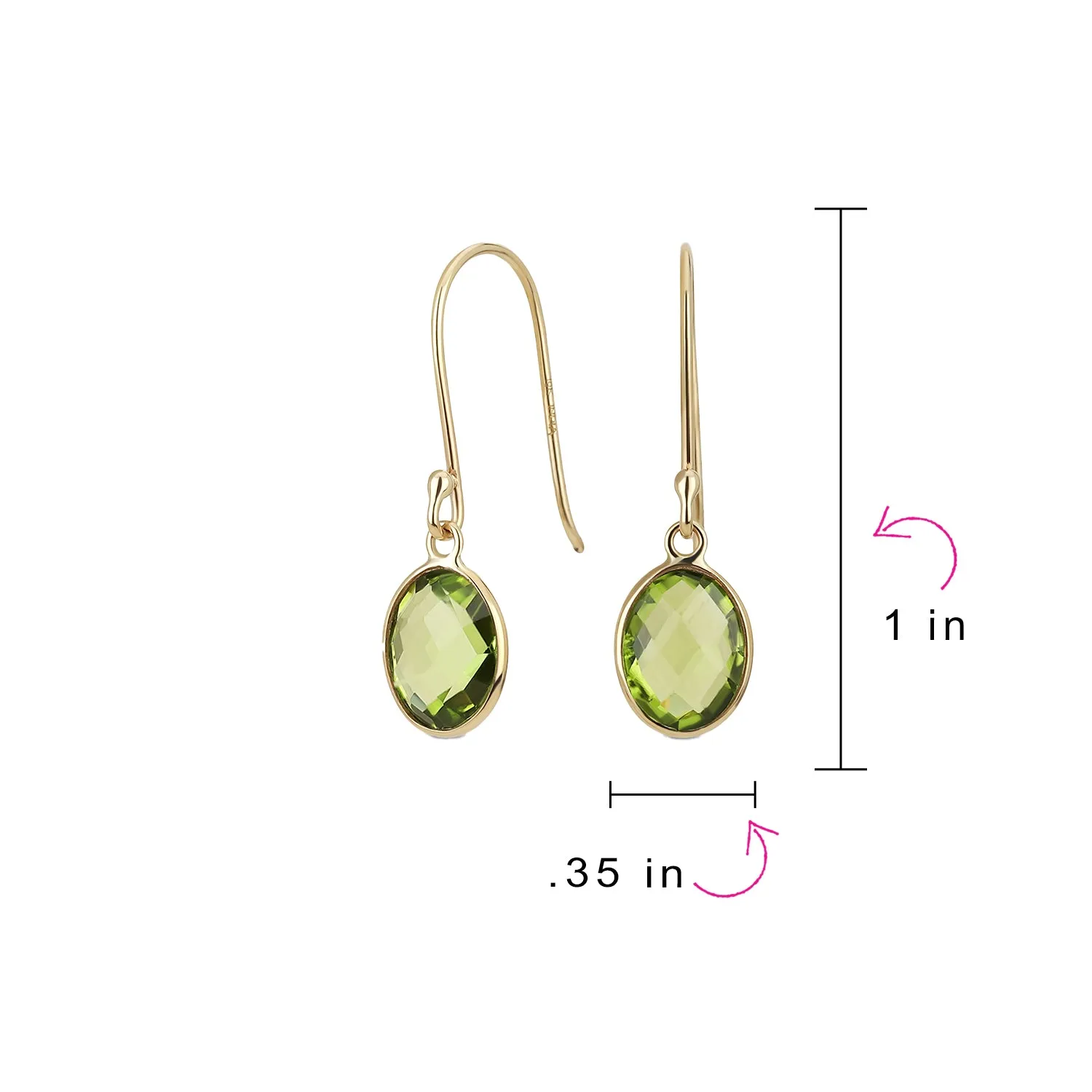 Black Onyx Green Jade Aquamarine Citrine, Peridot Oval Gemstone Drop Earrings
