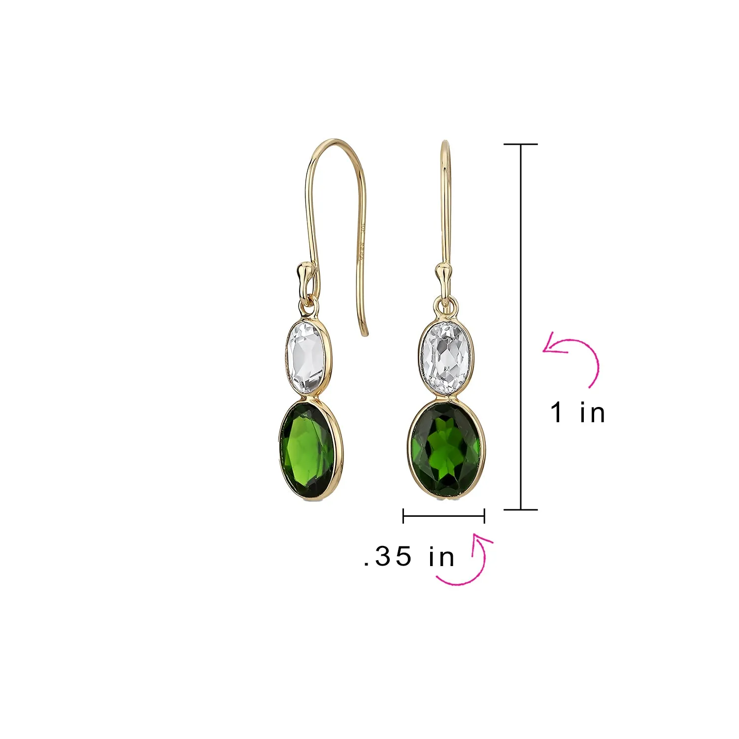 Black Onyx Green Jade Aquamarine Citrine, Peridot Oval Gemstone Drop Earrings