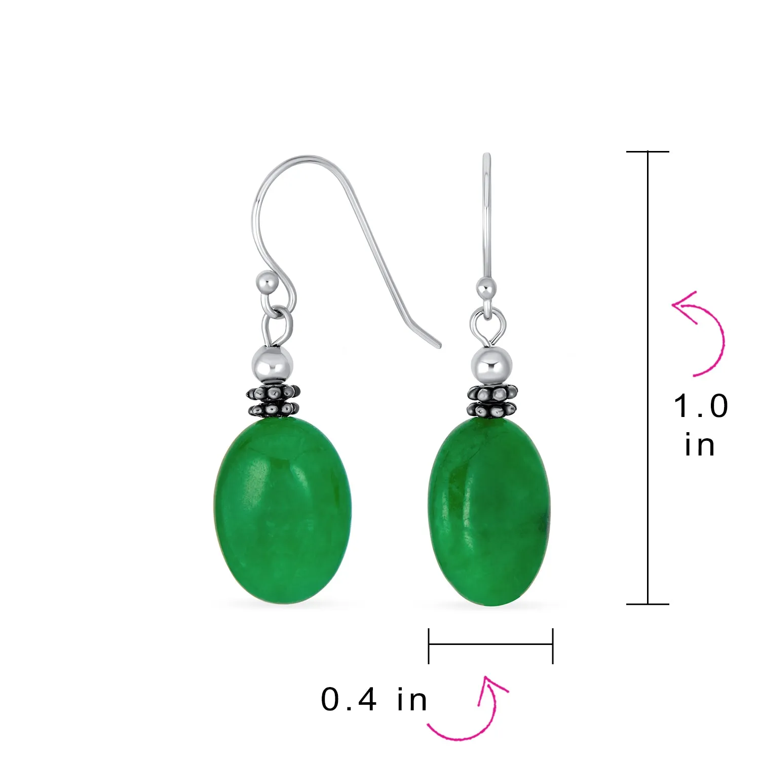 Black Onyx Green Jade Aquamarine Citrine, Peridot Oval Gemstone Drop Earrings