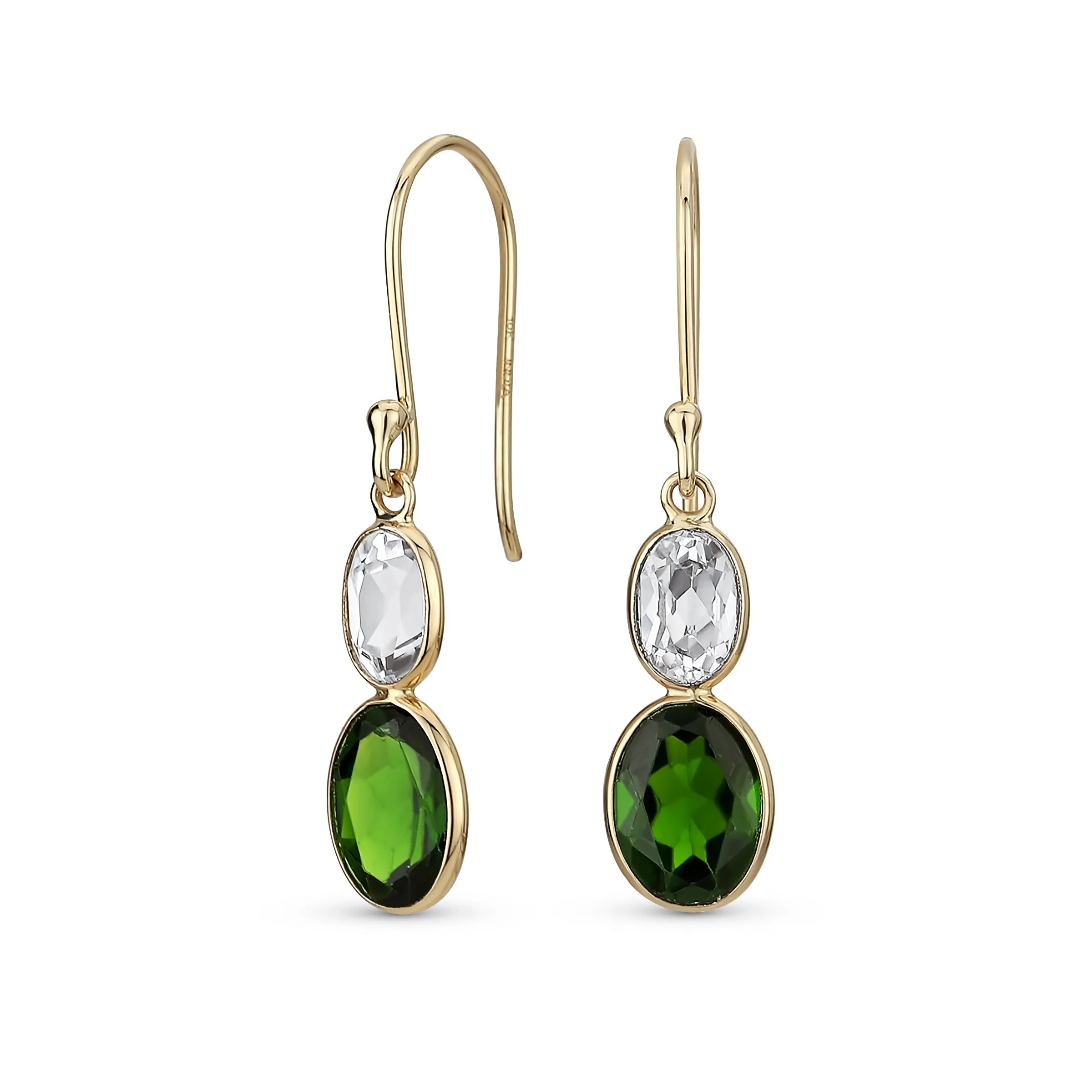 Black Onyx Green Jade Aquamarine Citrine, Peridot Oval Gemstone Drop Earrings