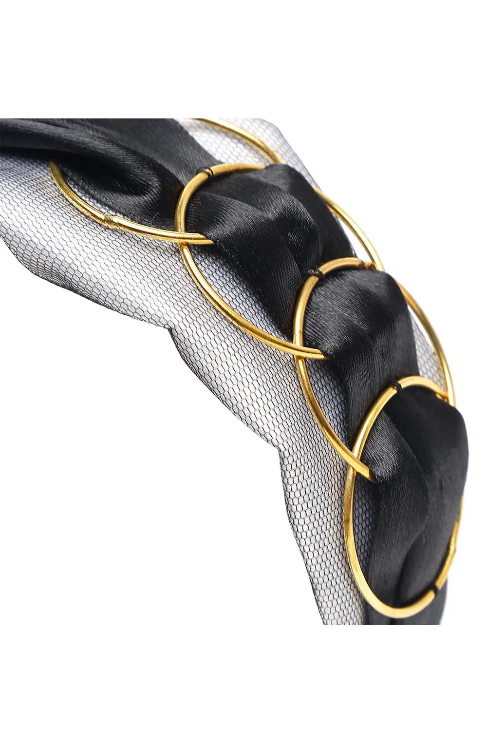 Black With Golden Ring Hoop Headband