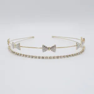 bling star rhinestone double strand metal thin hairband for women