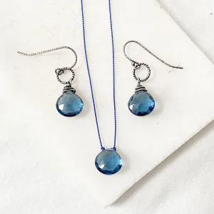 Blue Quartz Earrings-Chevron Chain Earrings
