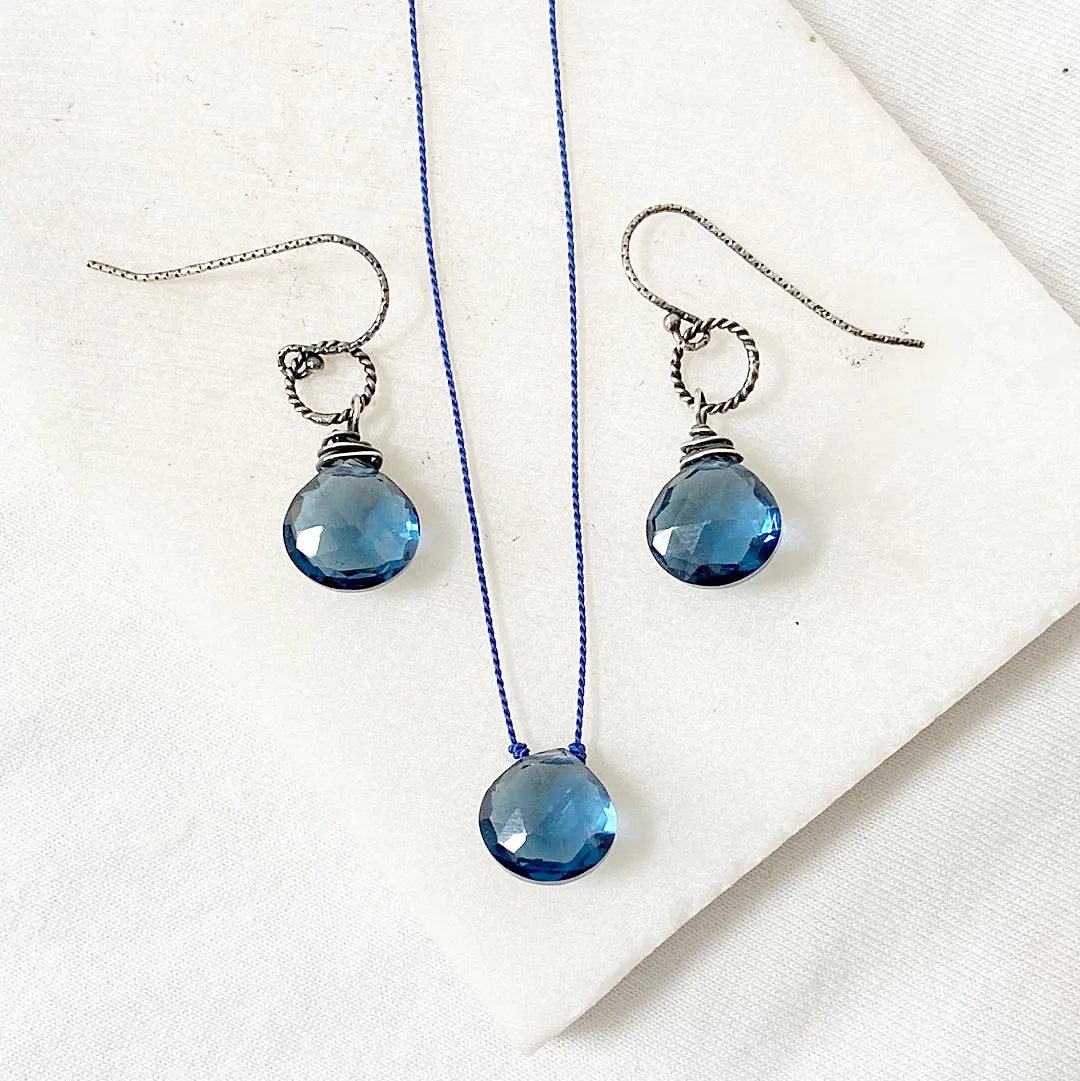 Blue Quartz Earrings-Chevron Chain Earrings