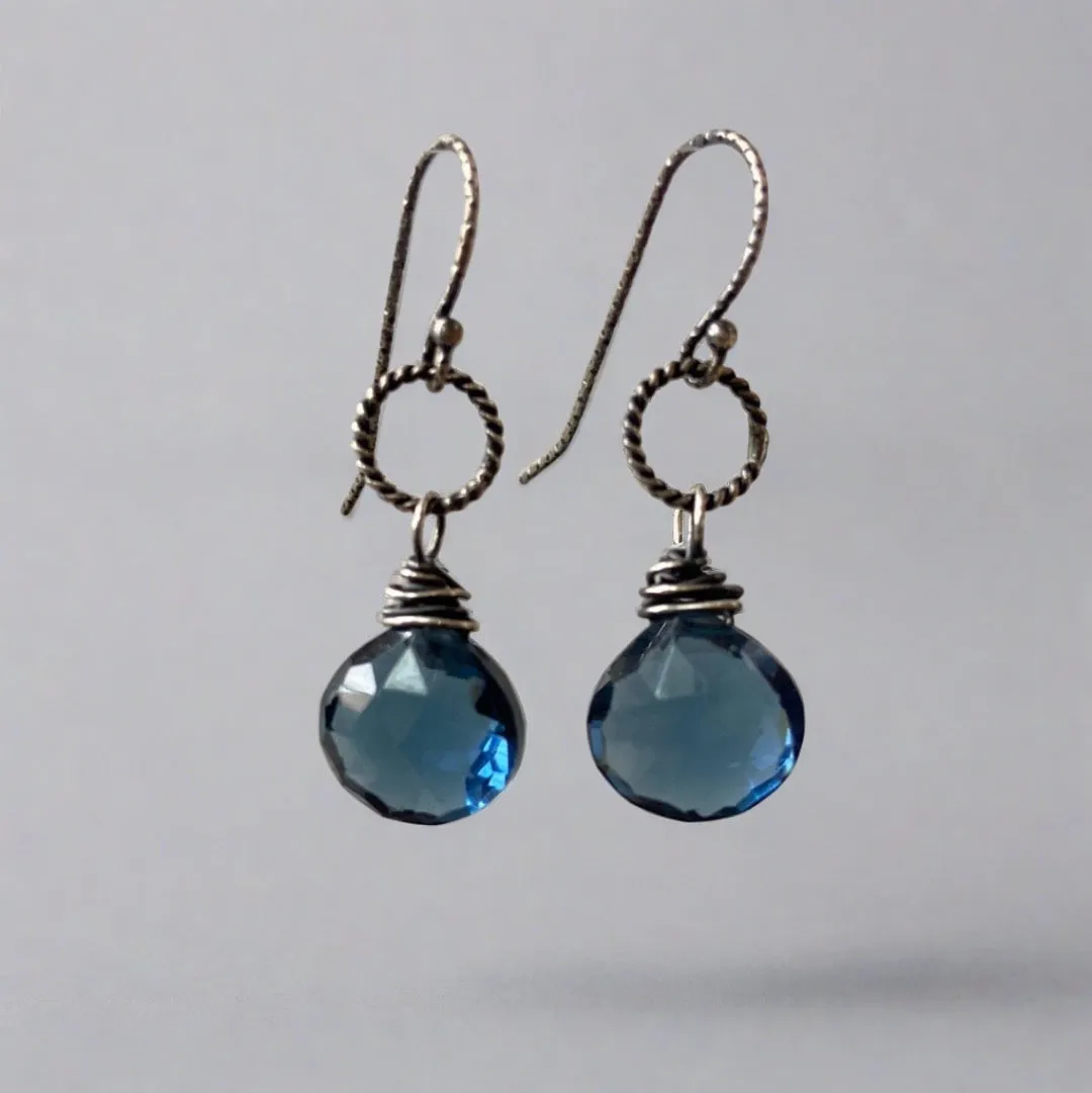 Blue Quartz Earrings-Chevron Chain Earrings
