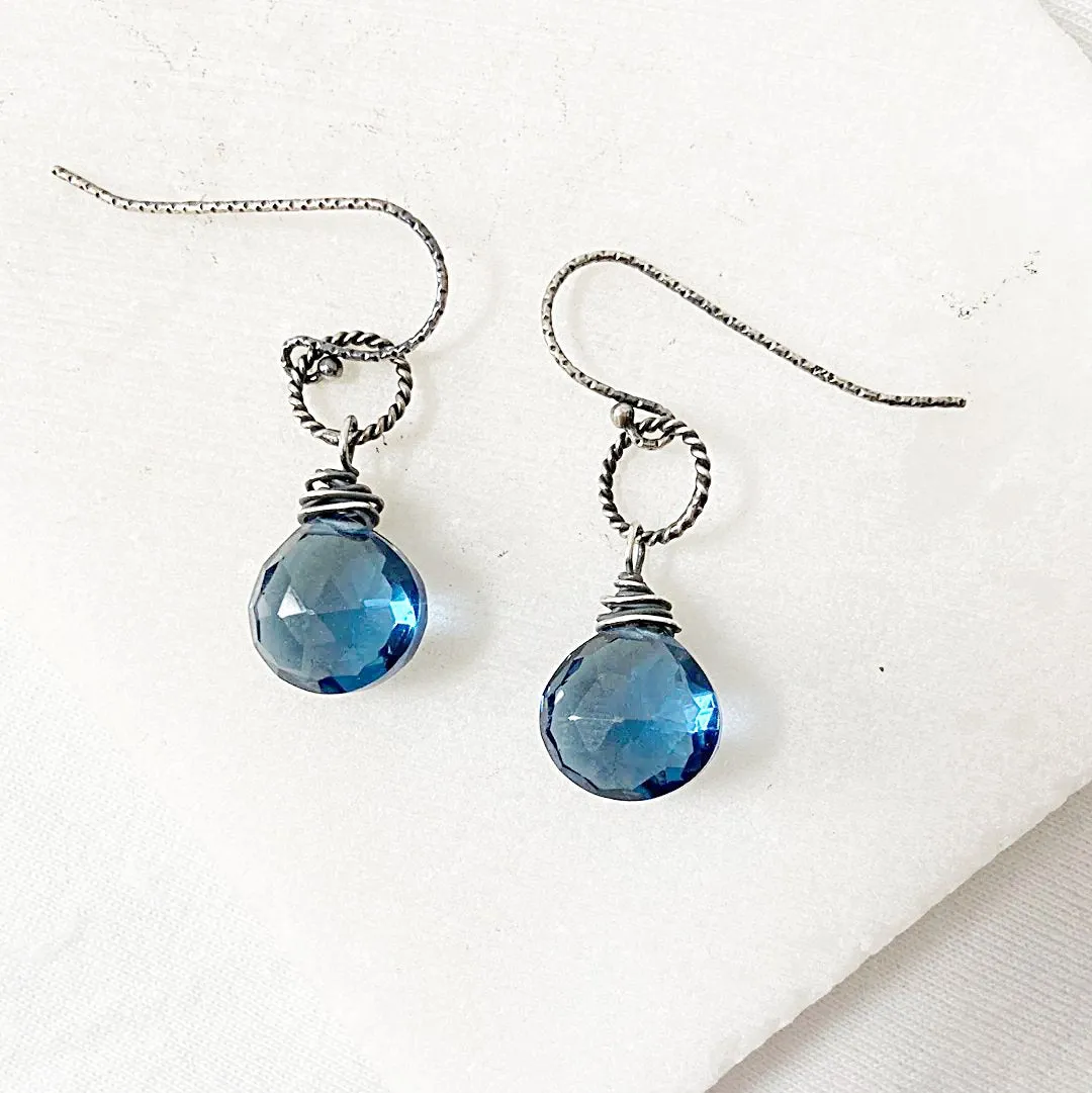 Blue Quartz Earrings-Chevron Chain Earrings