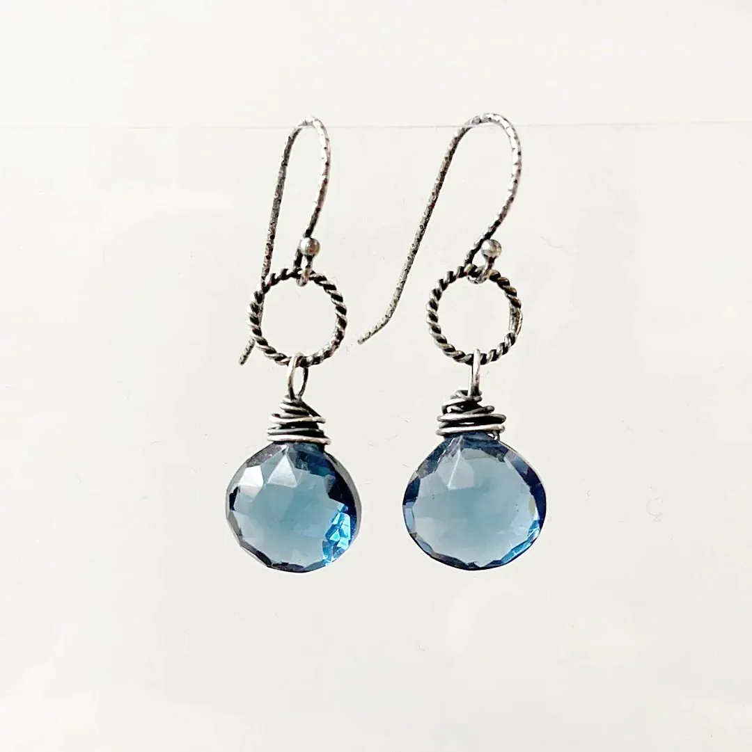 Blue Quartz Earrings-Chevron Chain Earrings
