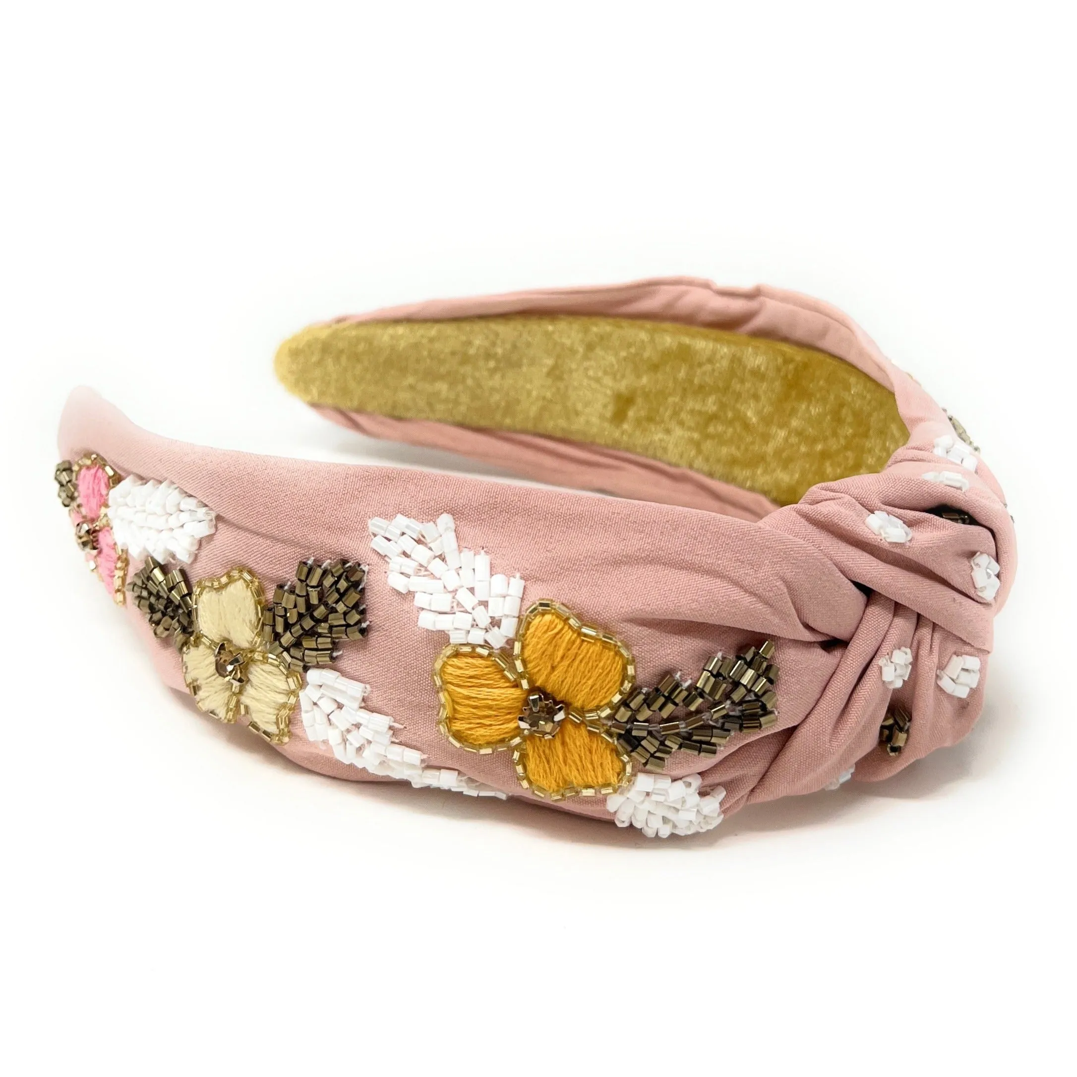 Blush Hand Beaded Knot Headband