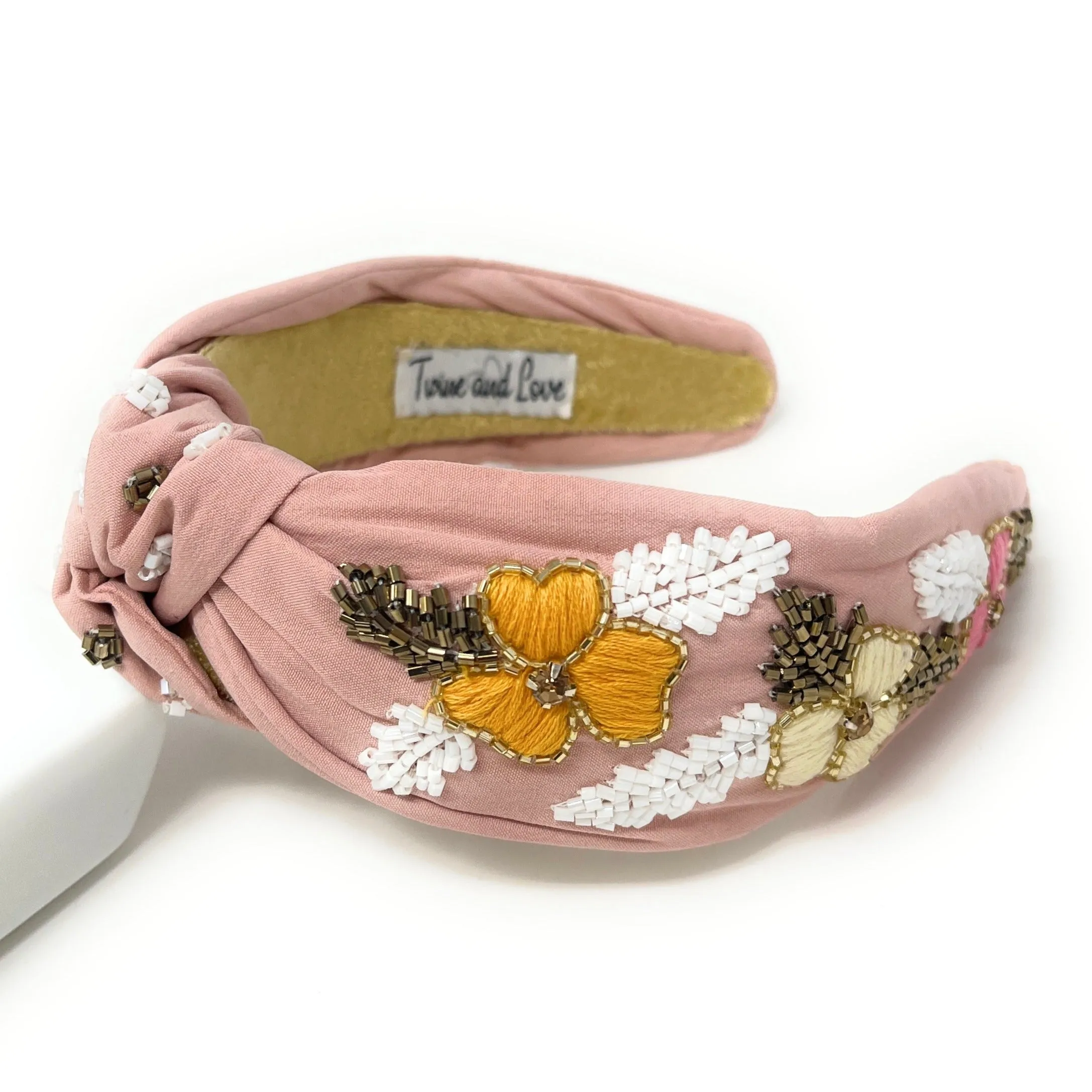 Blush Hand Beaded Knot Headband