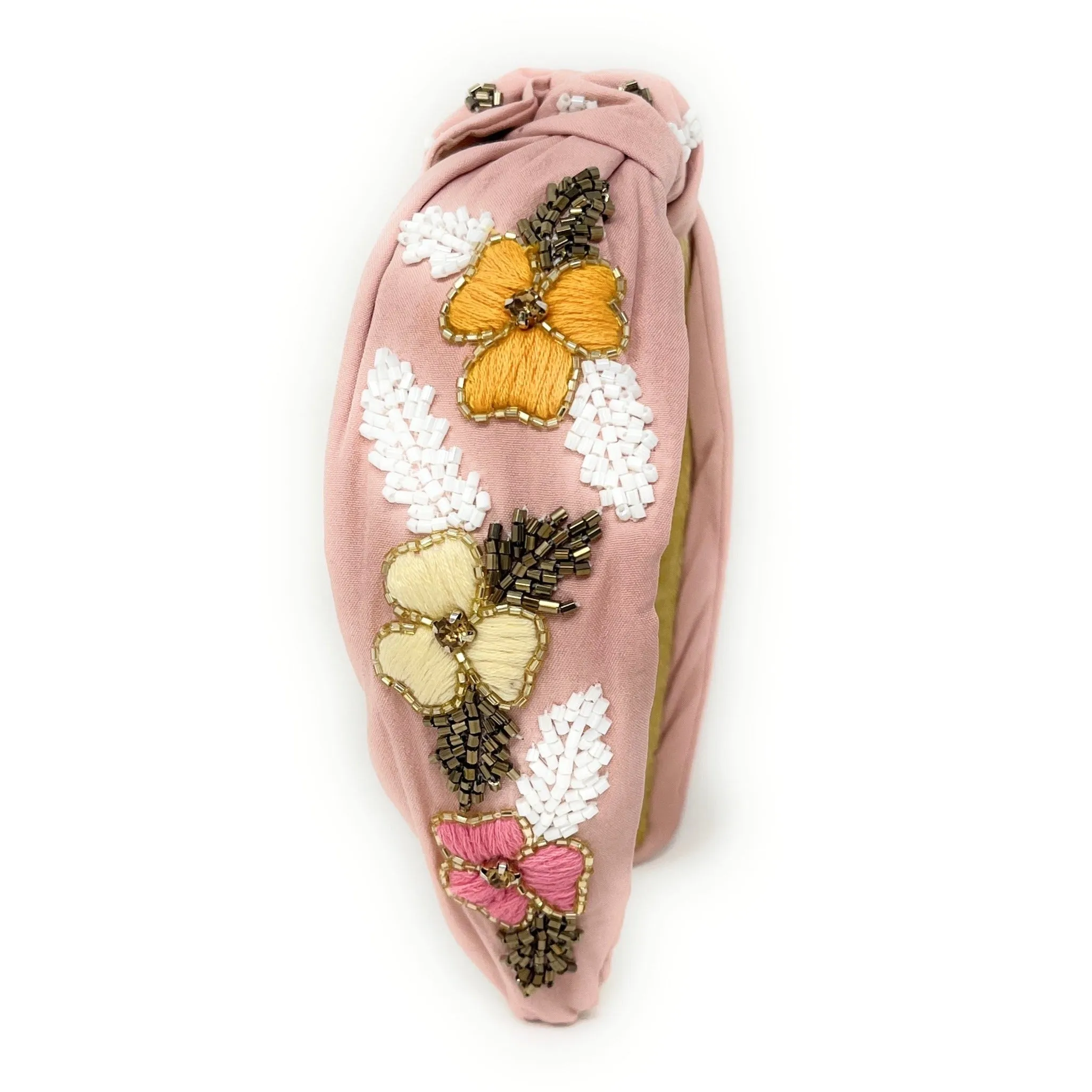 Blush Hand Beaded Knot Headband