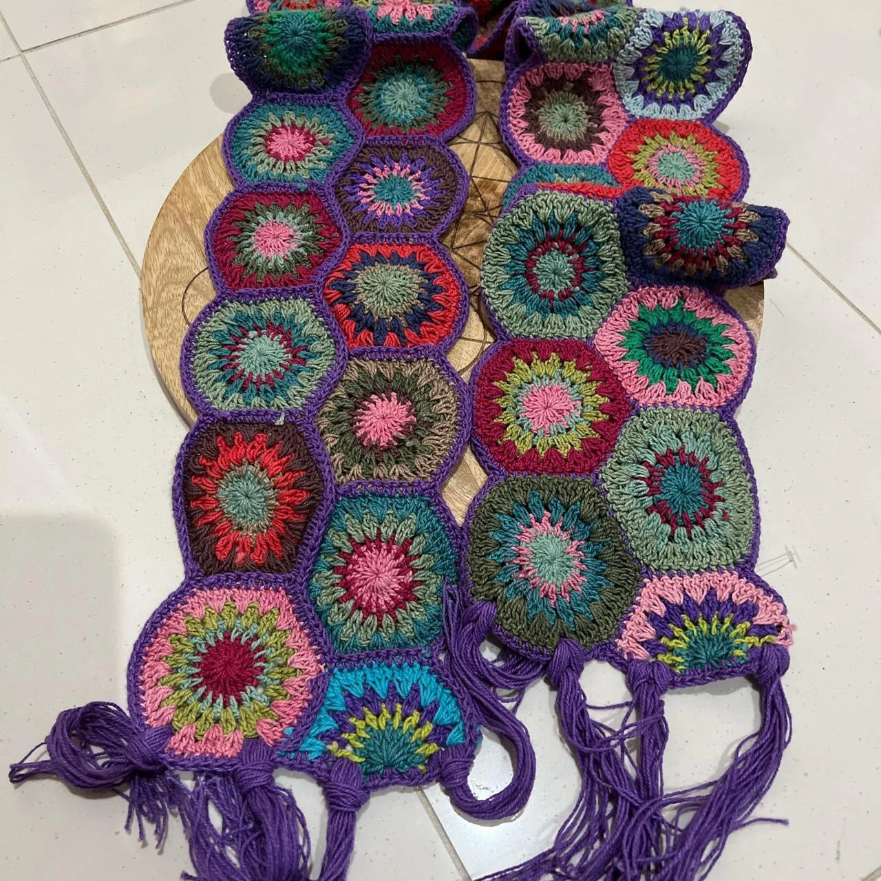 Boho Hippie Festival Colourful Crochet Scarf / Belt Handmade