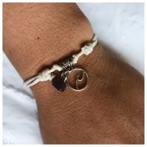 Bracelet Sliding Knots Wave Cream with Amethyst