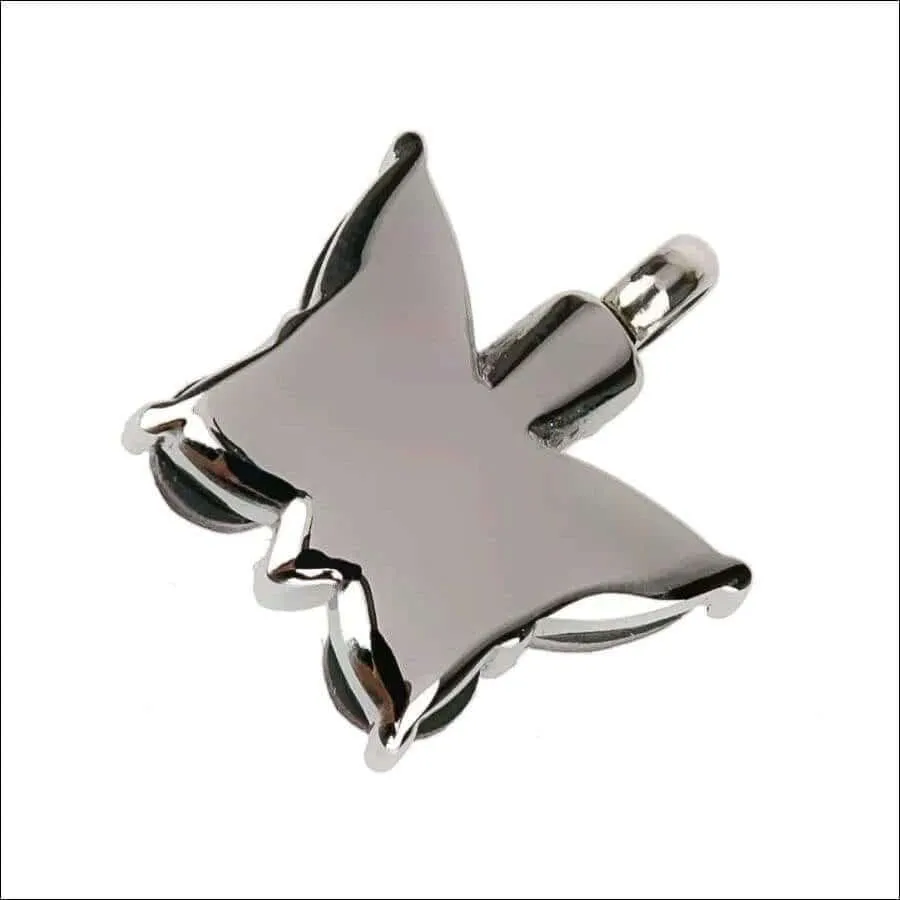 Butterfly Urn Necklace Stainless Steel with Crystal wings