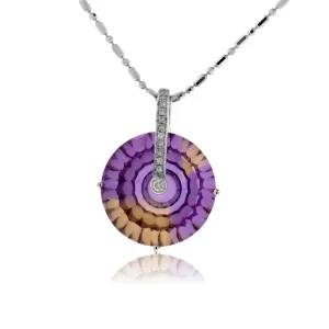 Carved Ametrine and Diamond Pendant