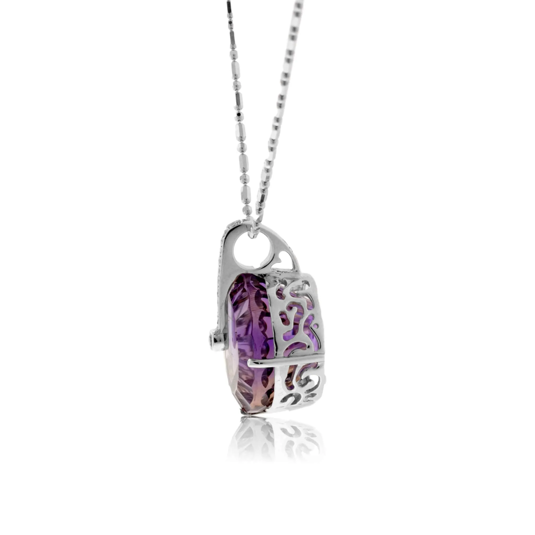 Carved Ametrine and Diamond Pendant