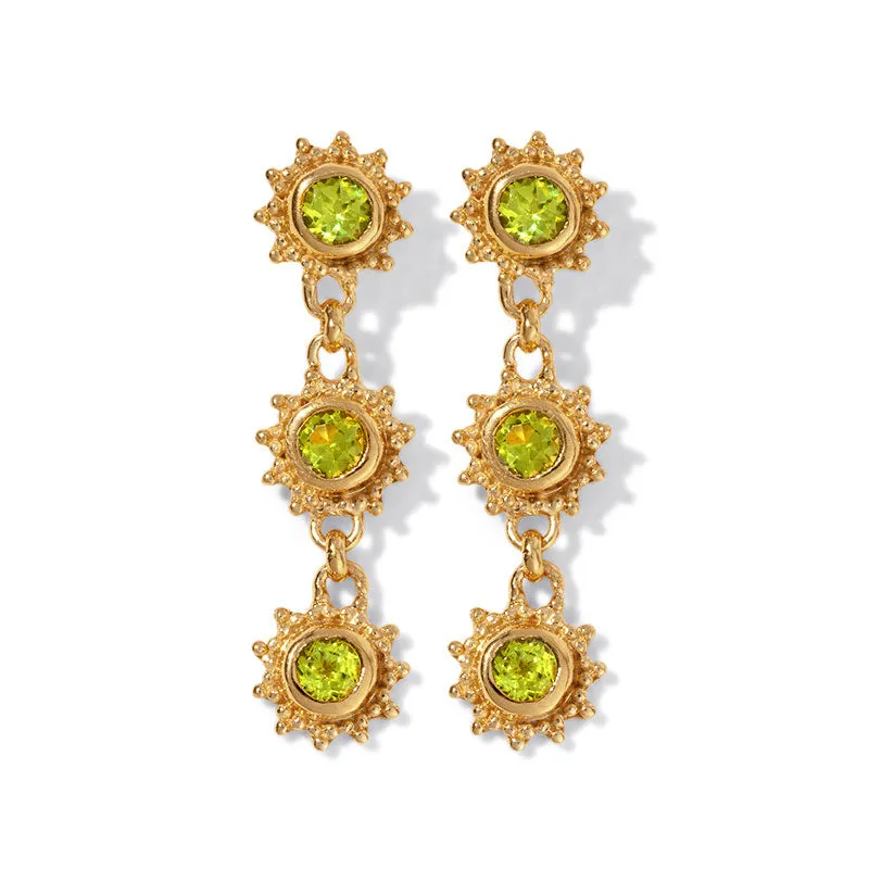 Cascading Soleil Stud, Peridot, Gold