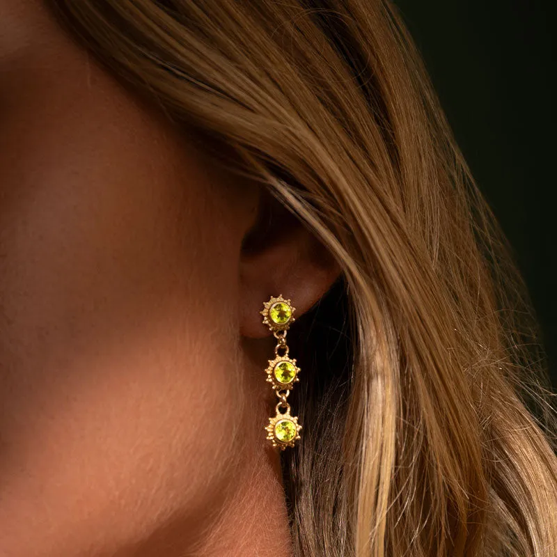 Cascading Soleil Stud, Peridot, Gold