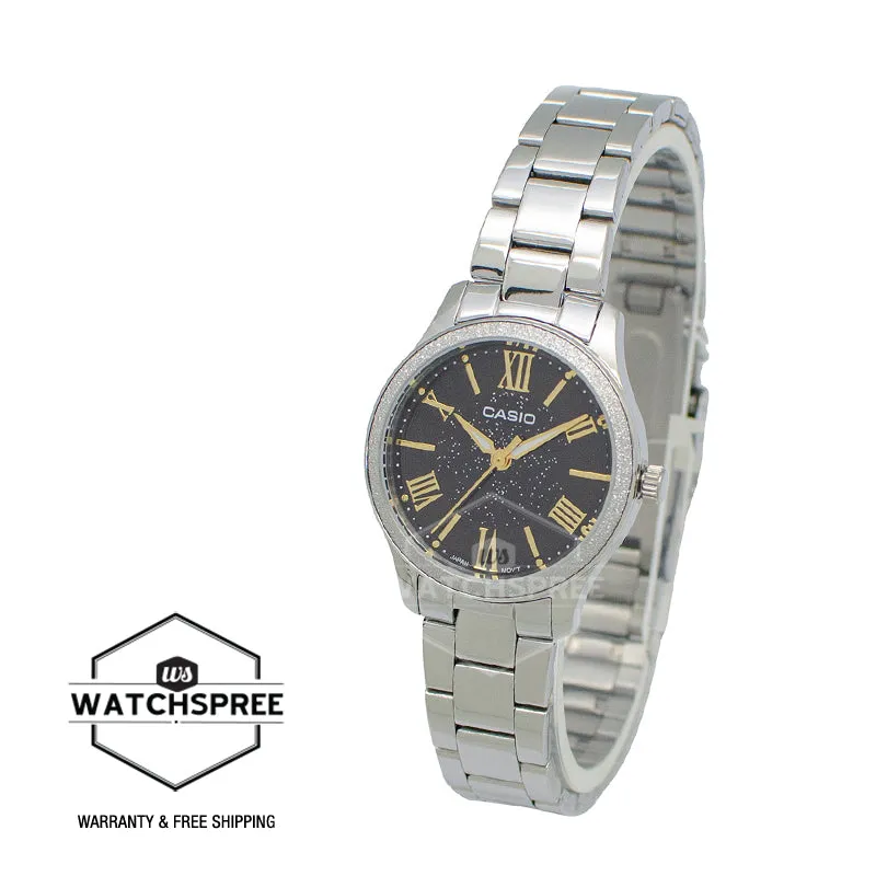 Casio Ladies' Analog Silver Stainless Steel Band Watch LTPE164D-1A LTP-E164D-1A