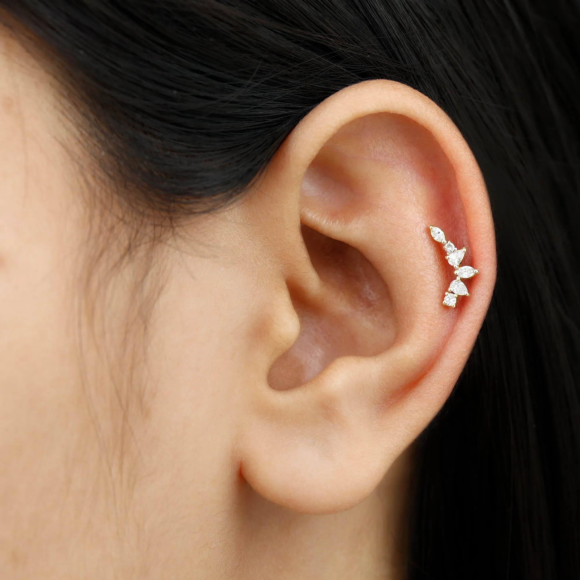 Certified Moissanite Climber Earrings