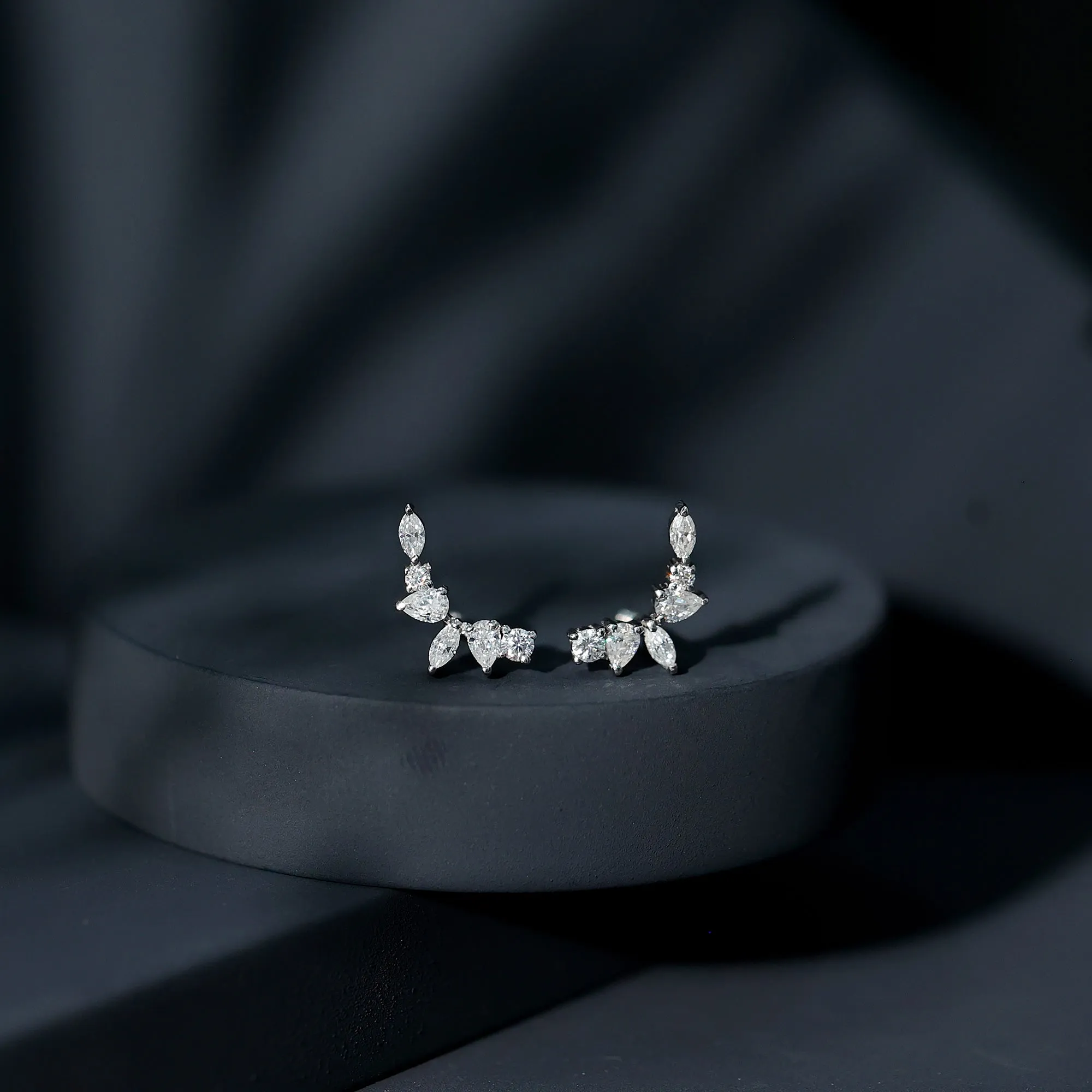 Certified Moissanite Climber Earrings