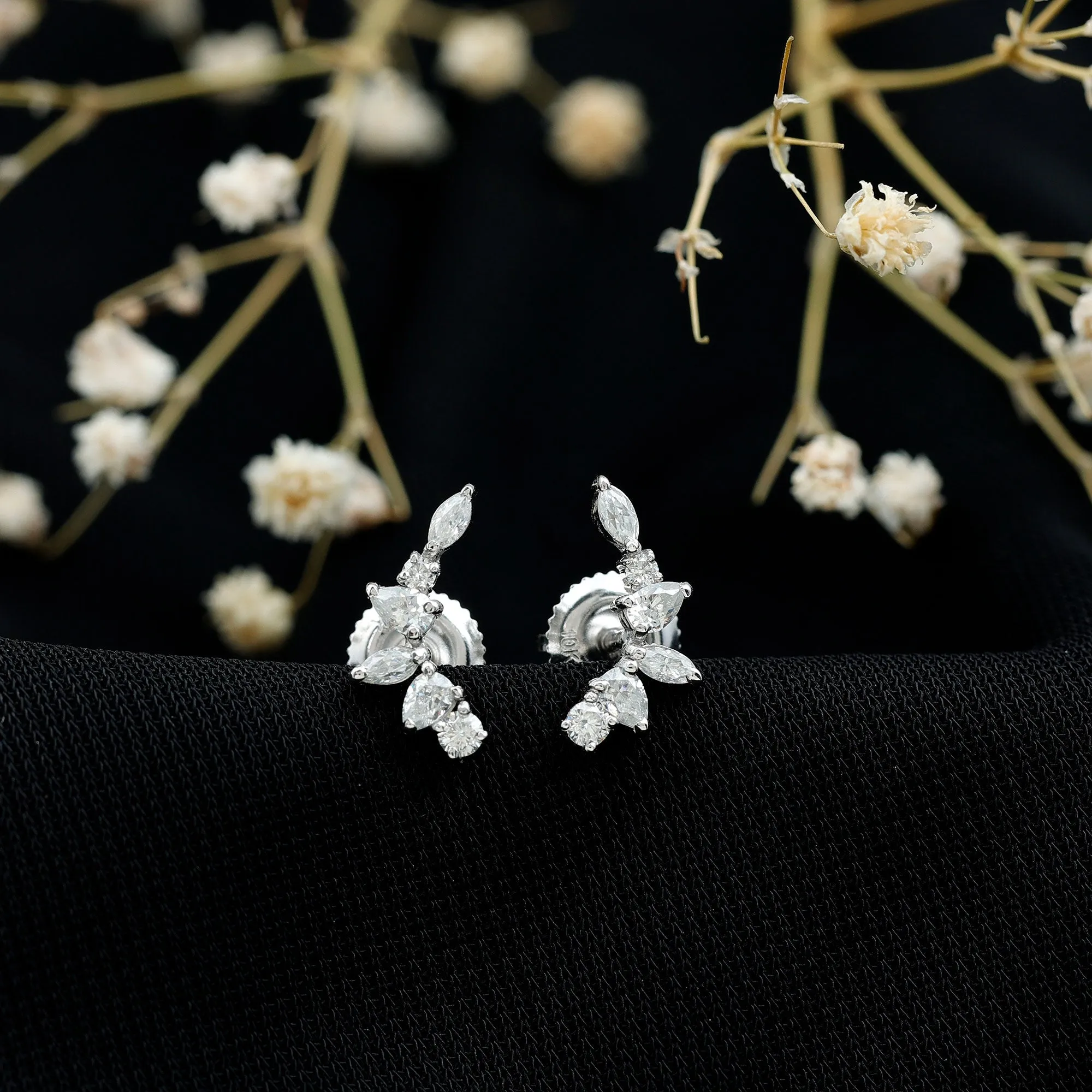 Certified Moissanite Climber Earrings