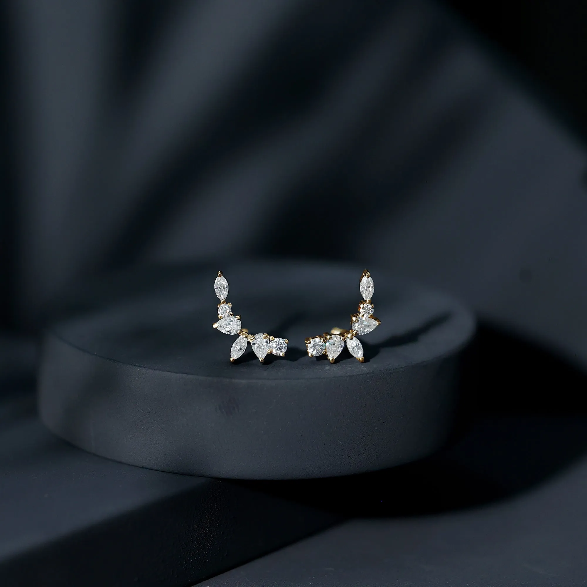 Certified Moissanite Climber Earrings