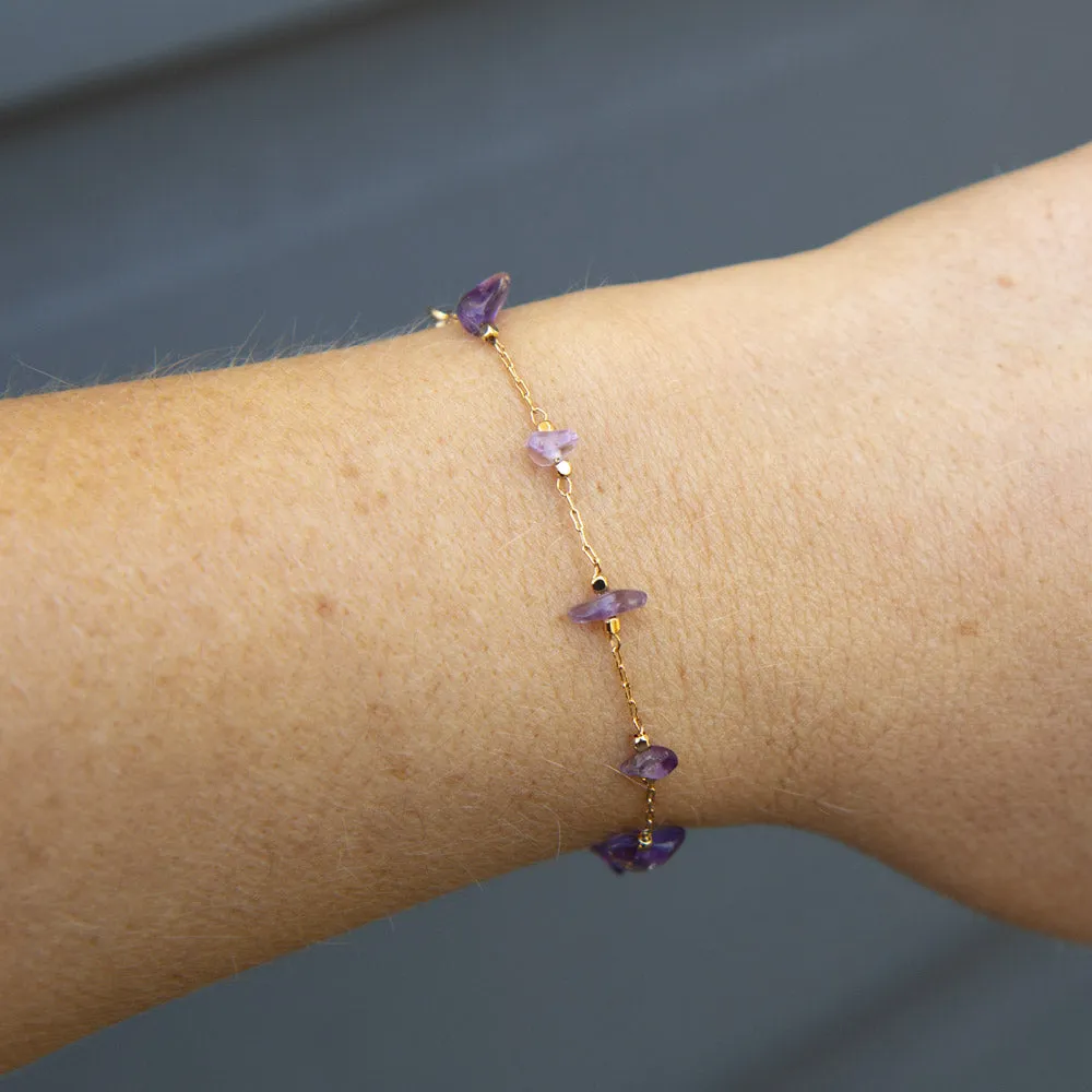 Chain Bracelet Gold - Amethyst