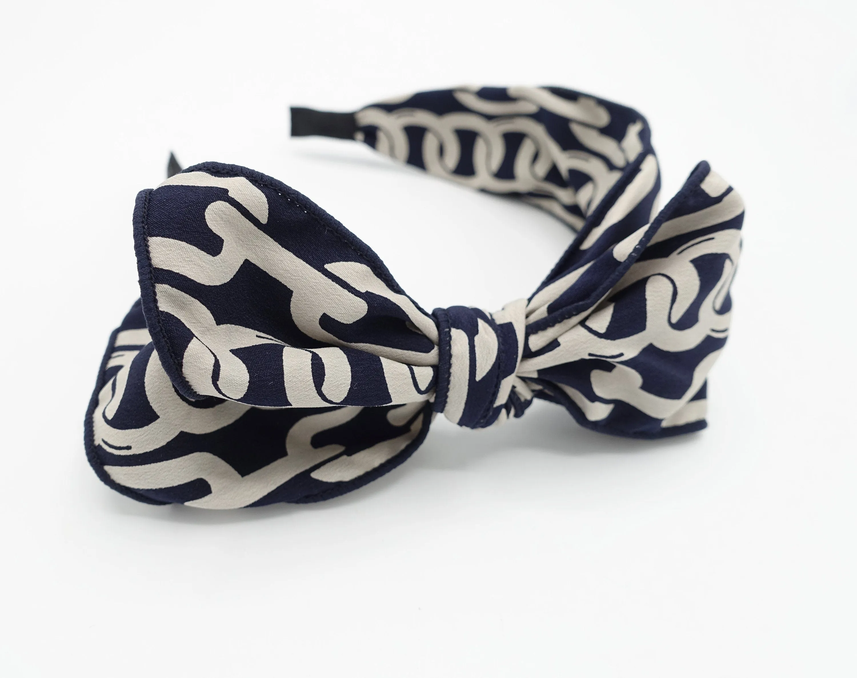 chain print headband bow knotted hairband women hair accessory