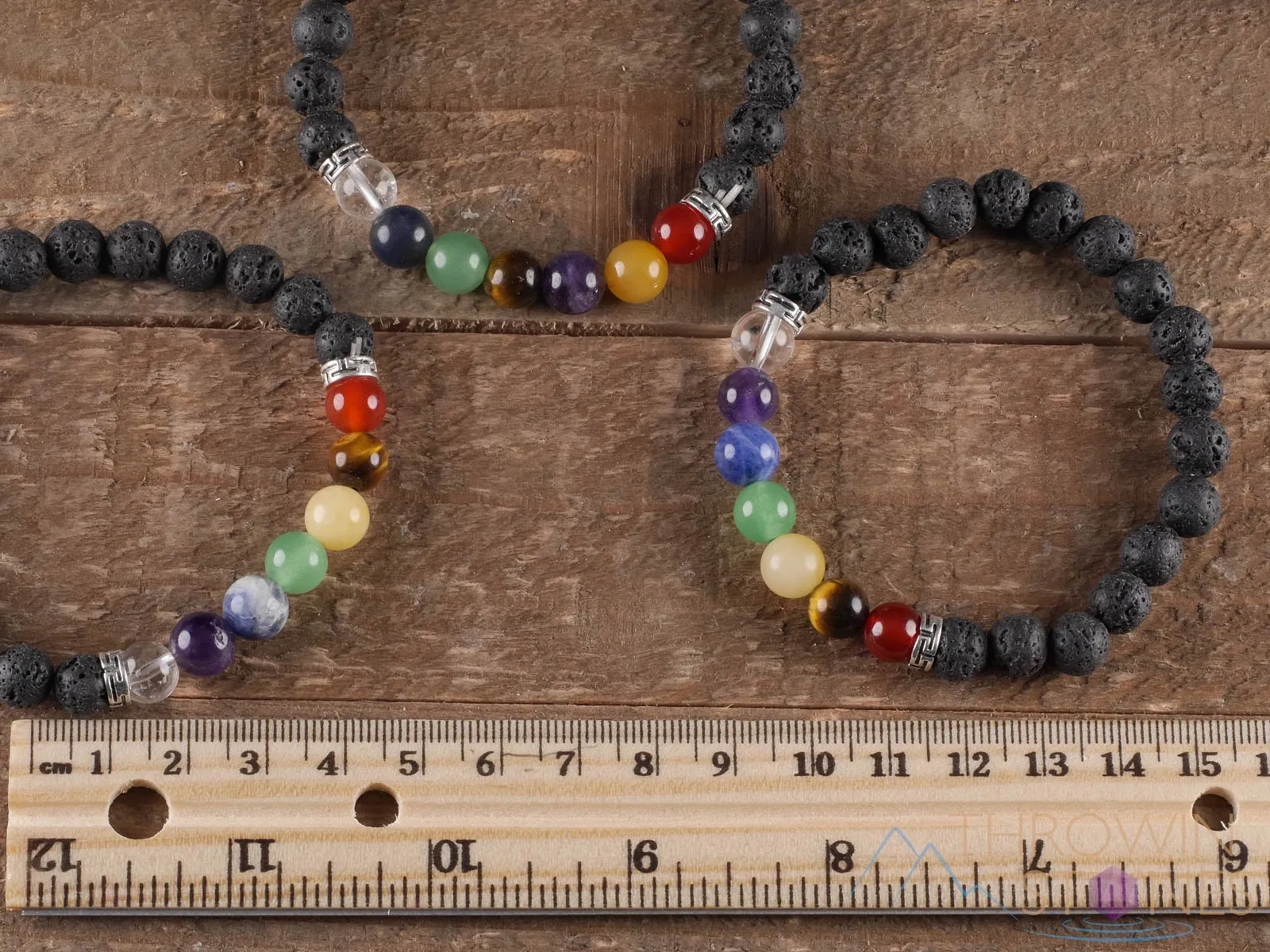 CHAKRA & LAVA ROCK Crystal Bracelet - Round Beads - Aromatherapy Diffuser Bracelet, Beaded Bracelet, Handmade Jewelry, E0459