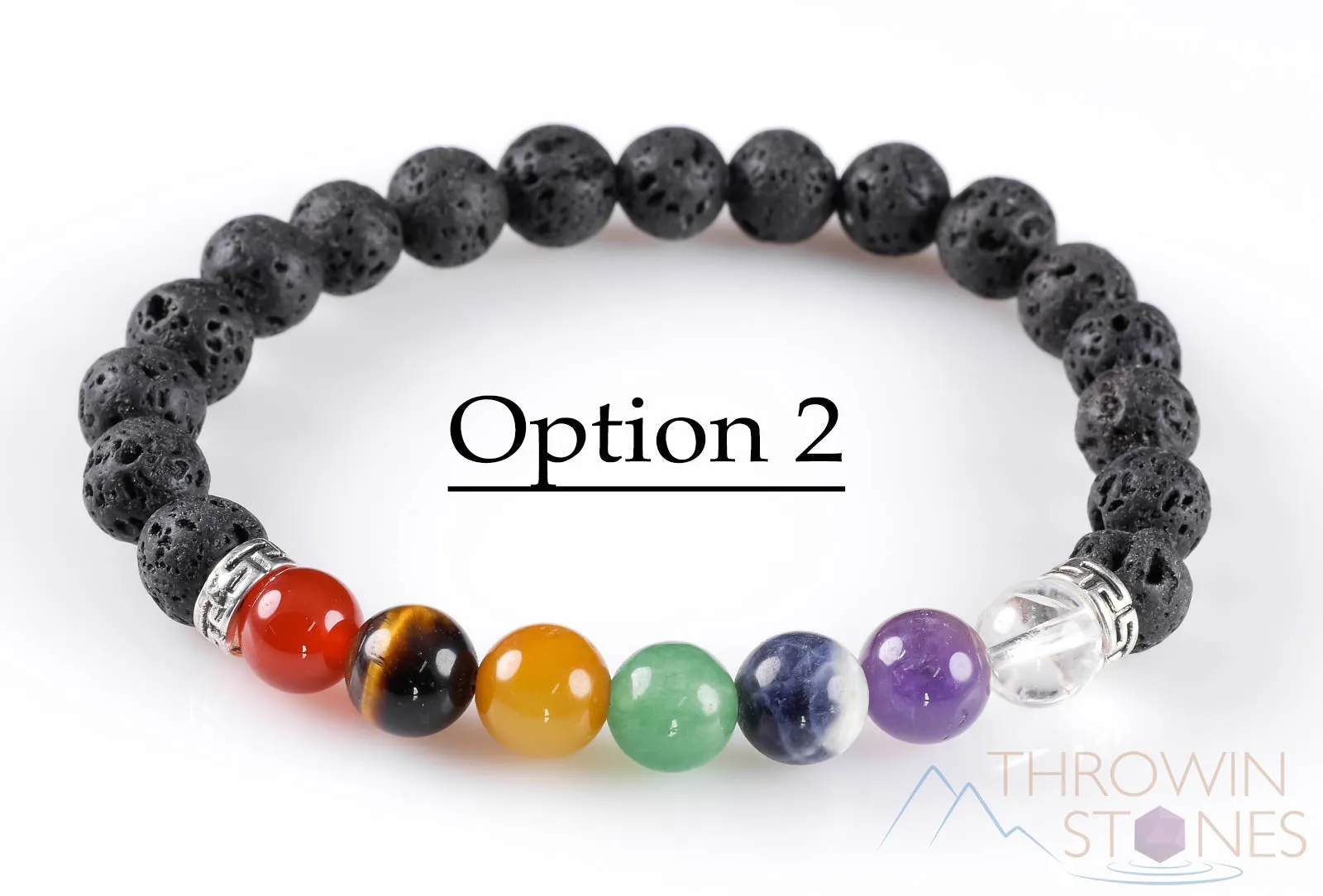 CHAKRA & LAVA ROCK Crystal Bracelet - Round Beads - Aromatherapy Diffuser Bracelet, Beaded Bracelet, Handmade Jewelry, E0459