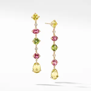 Chatelaine Multi Drop Earrings with Lemon Citrine, Pink Tourmaline, Peridot and Diamonds