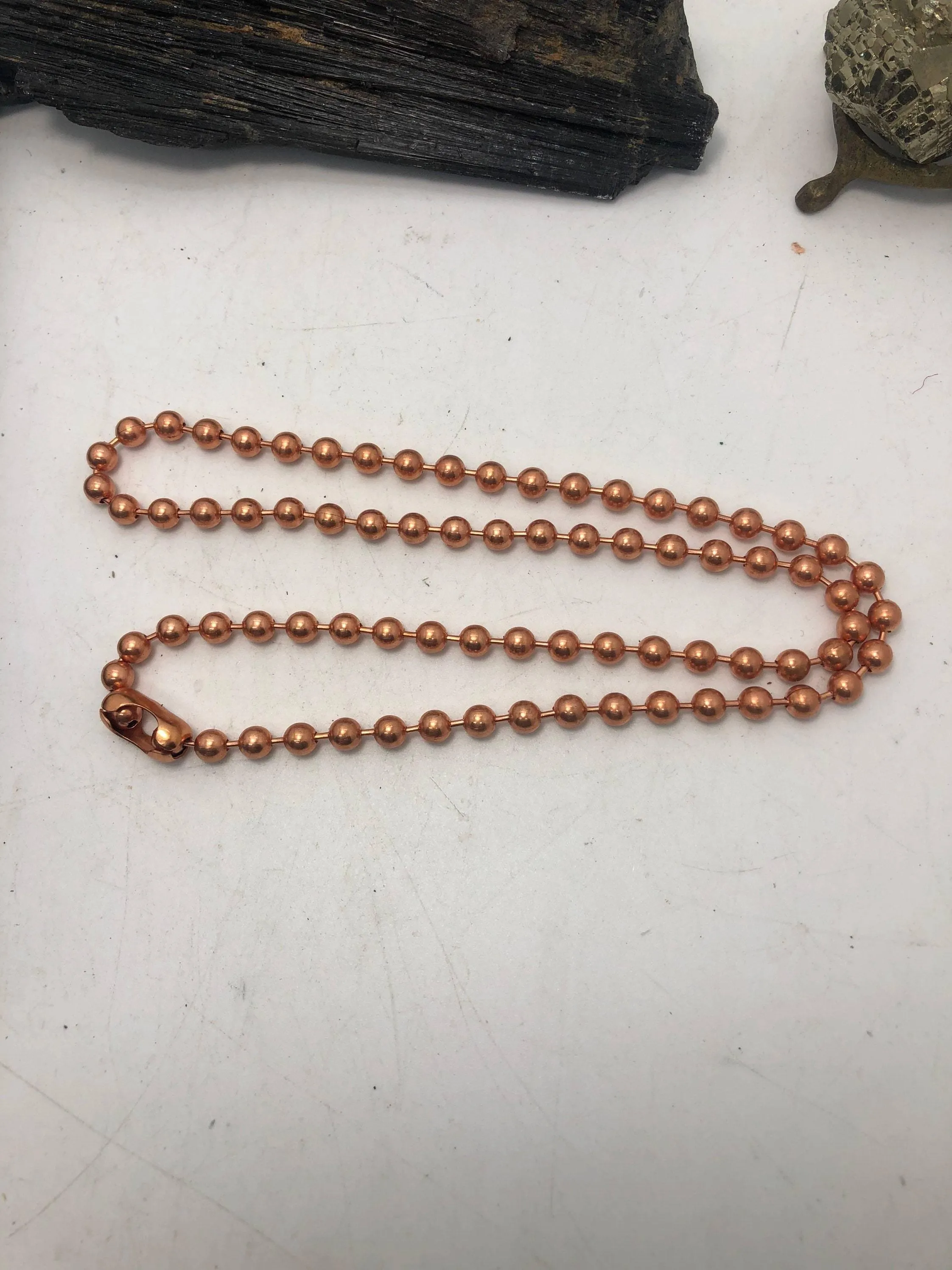 Chevron Amethyst Copper Ankh Pendant Wirewrapped with Copper Chain