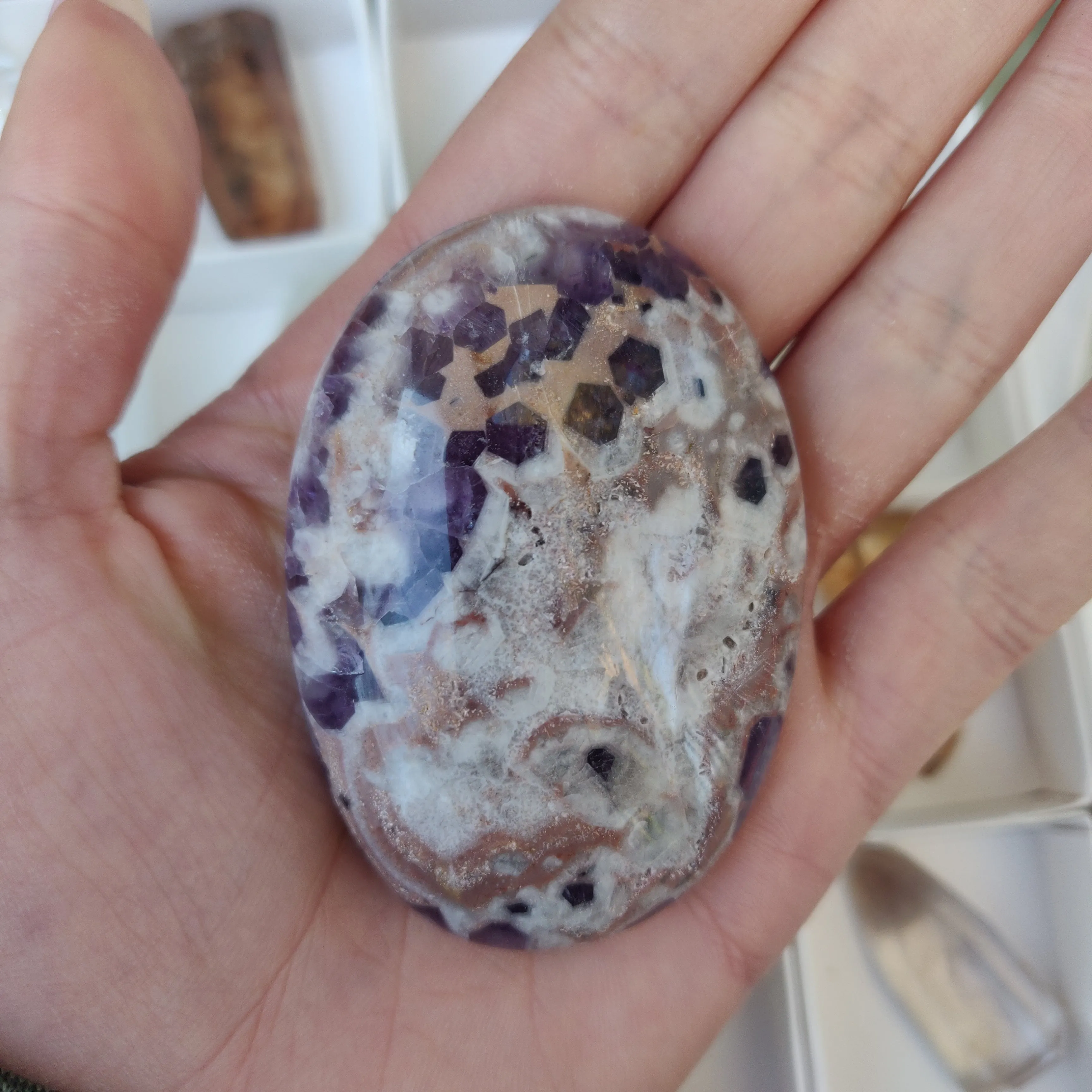 Chevron Amethyst Palm Stone (#20)