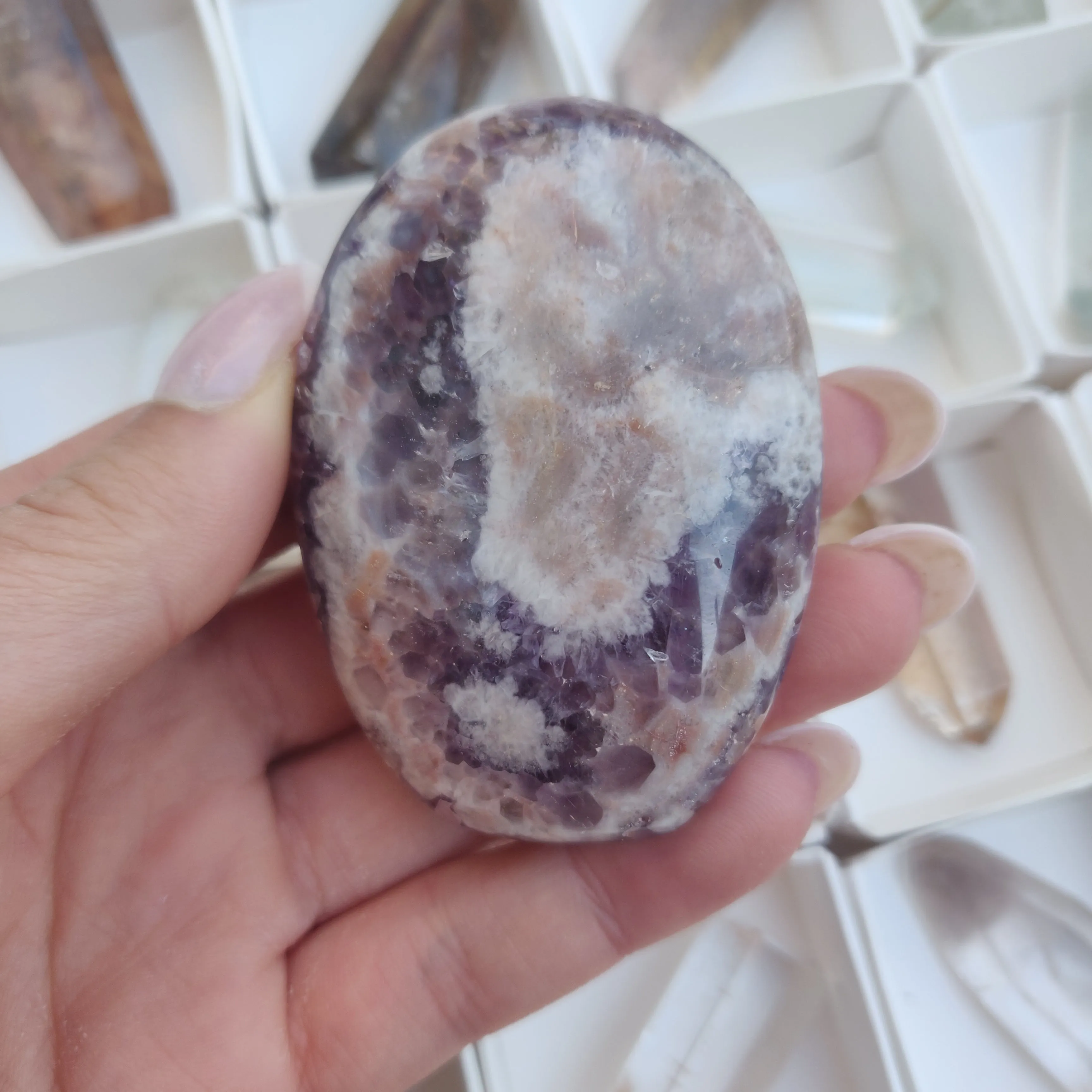 Chevron Amethyst Palm Stone (#20)