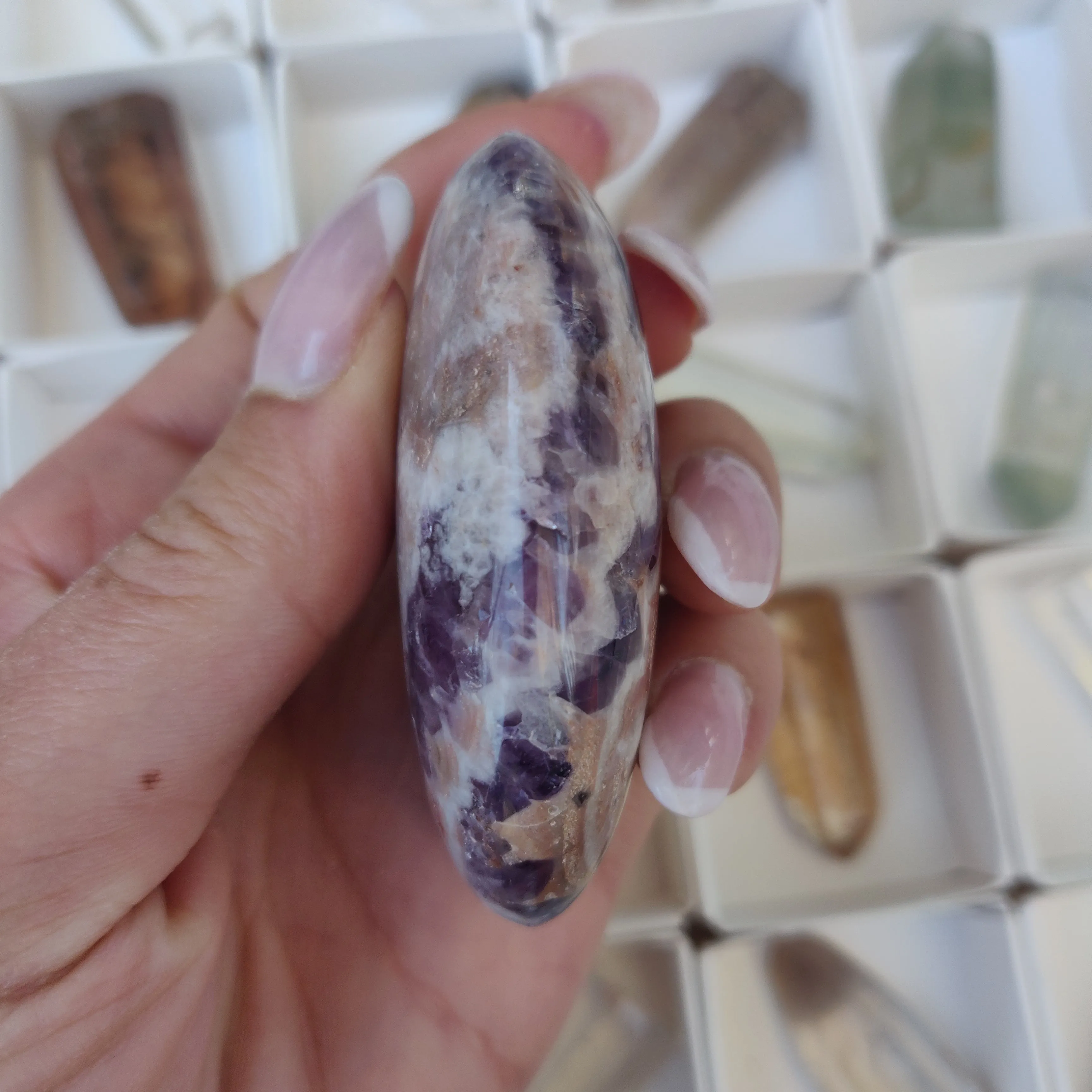 Chevron Amethyst Palm Stone (#20)
