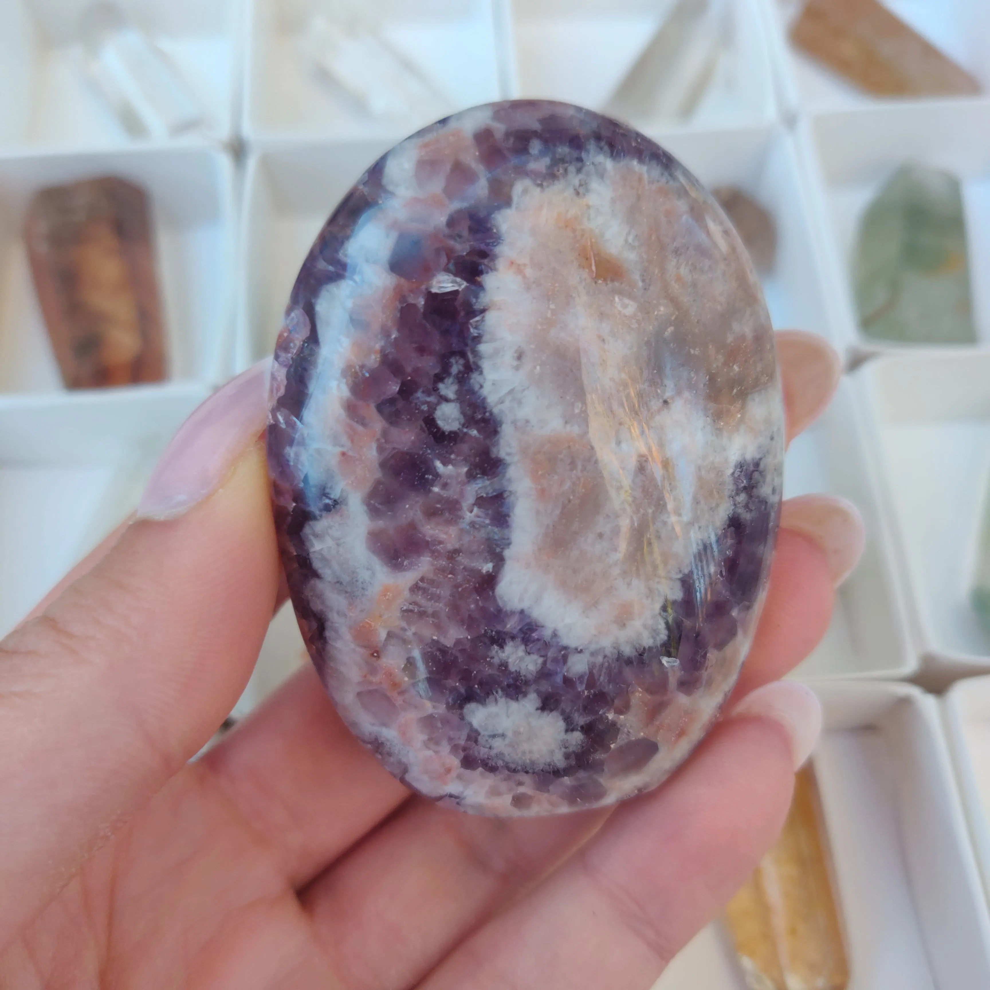 Chevron Amethyst Palm Stone (#20)