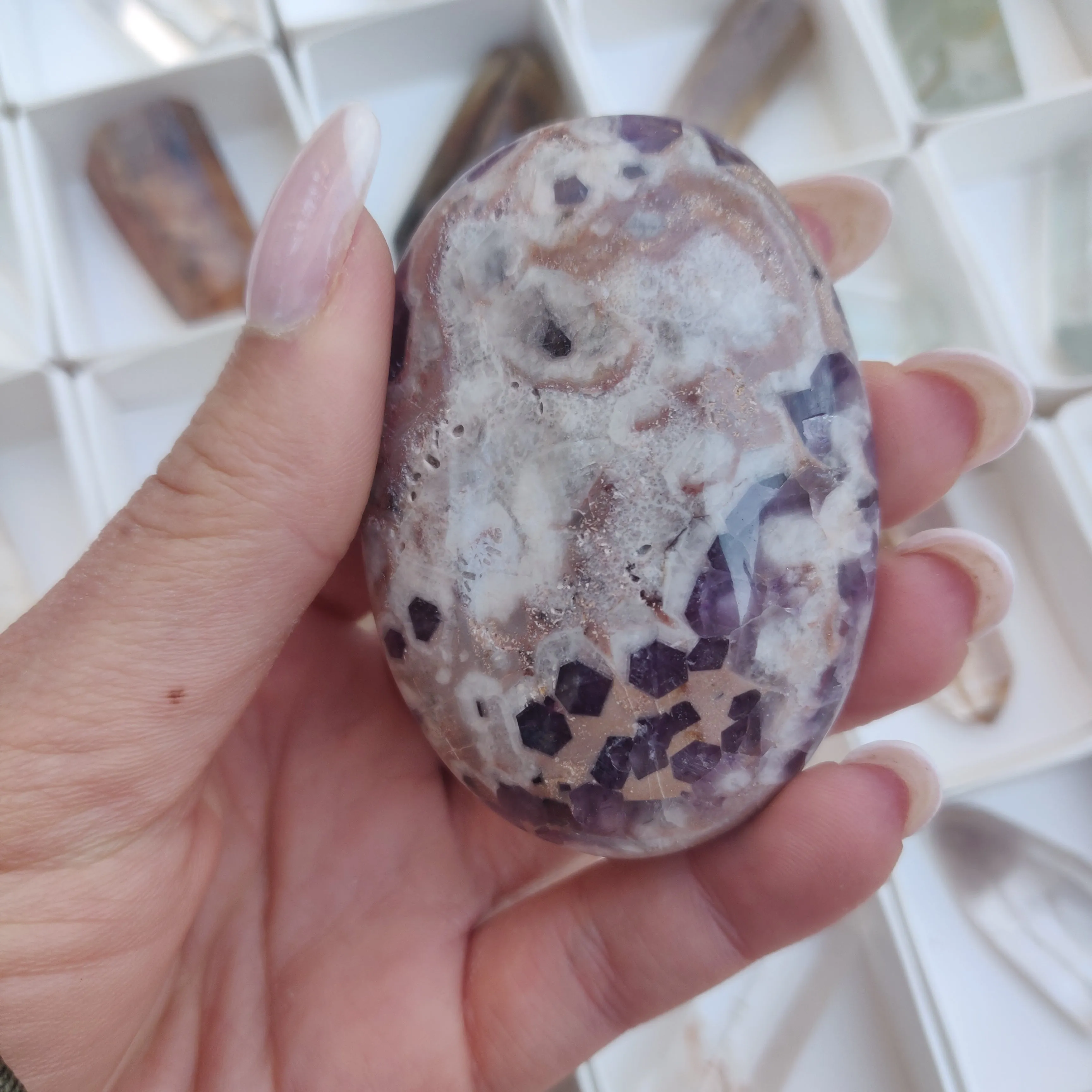 Chevron Amethyst Palm Stone (#20)